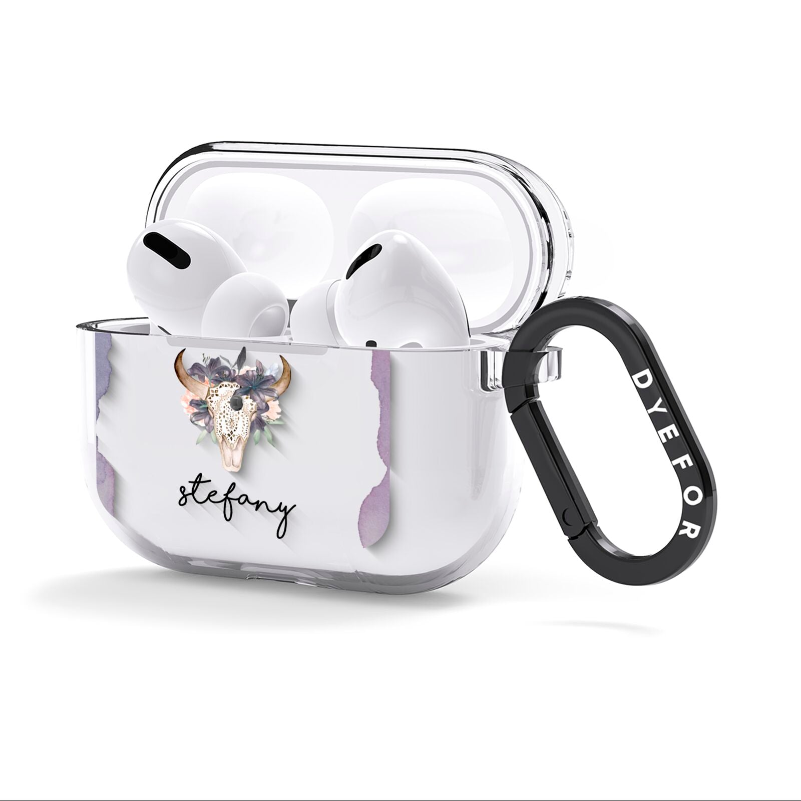 Personalised Bull s Head AirPods Clear Case 3rd Gen Side Image