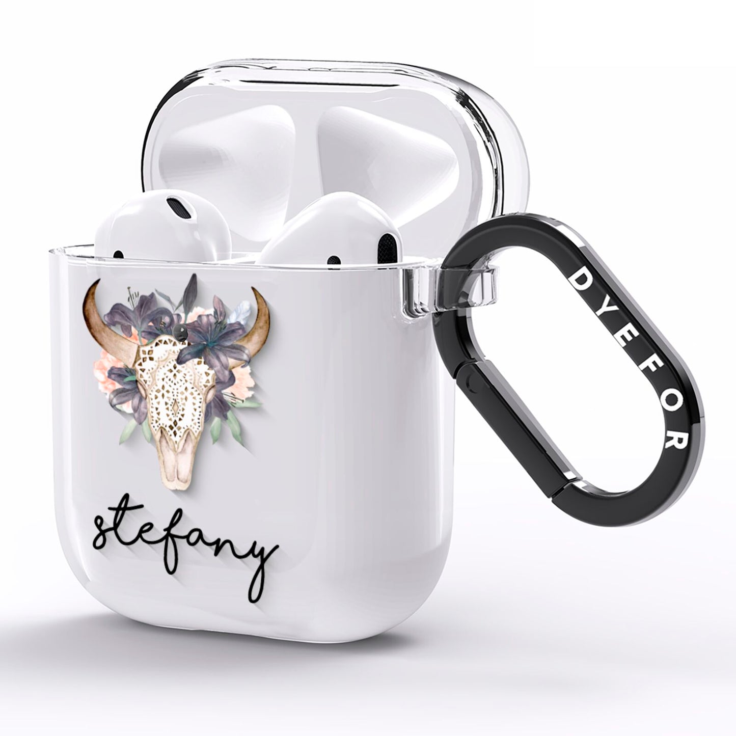 Personalised Bull s Head AirPods Clear Case Side Image