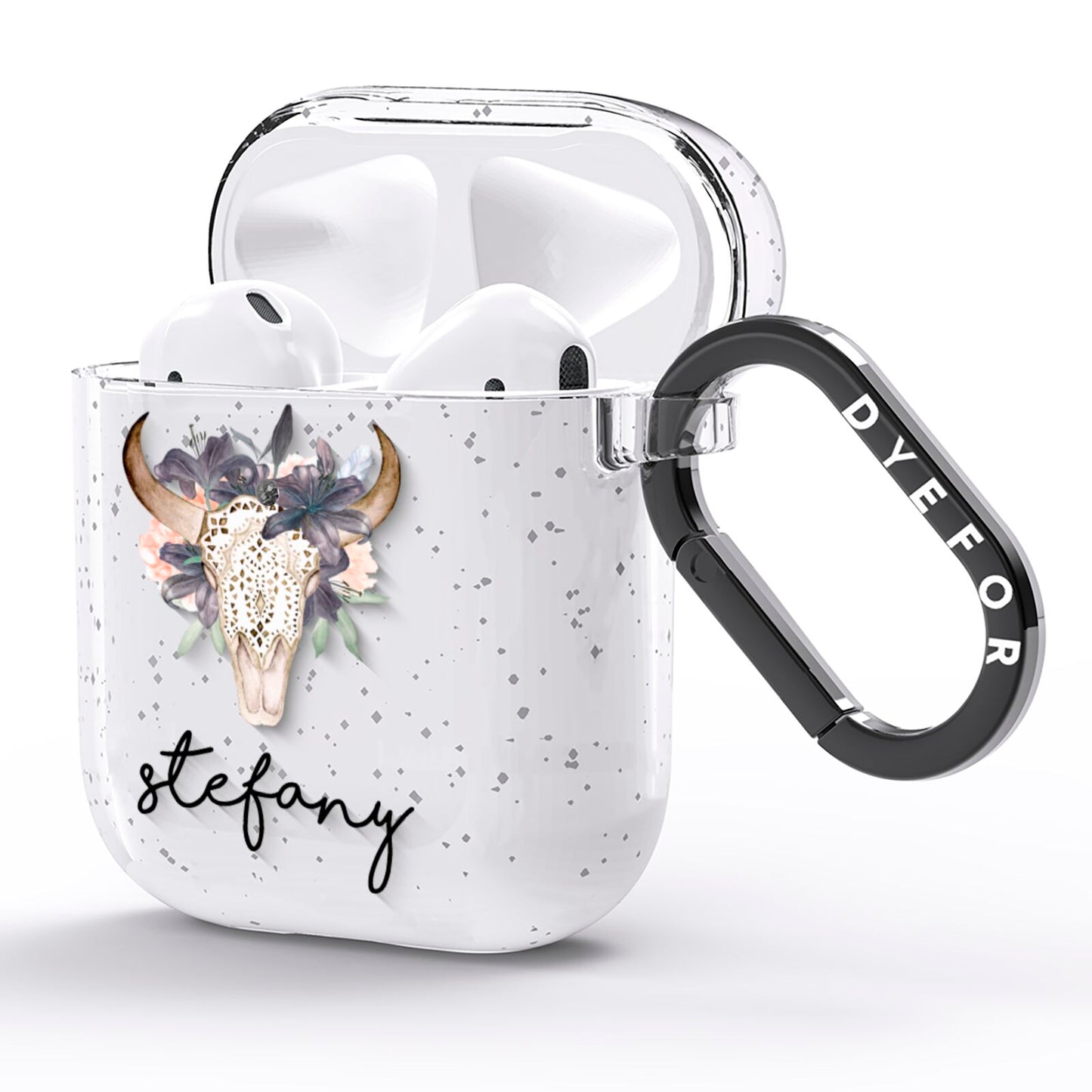 Personalised Bull s Head AirPods Glitter Case Side Image