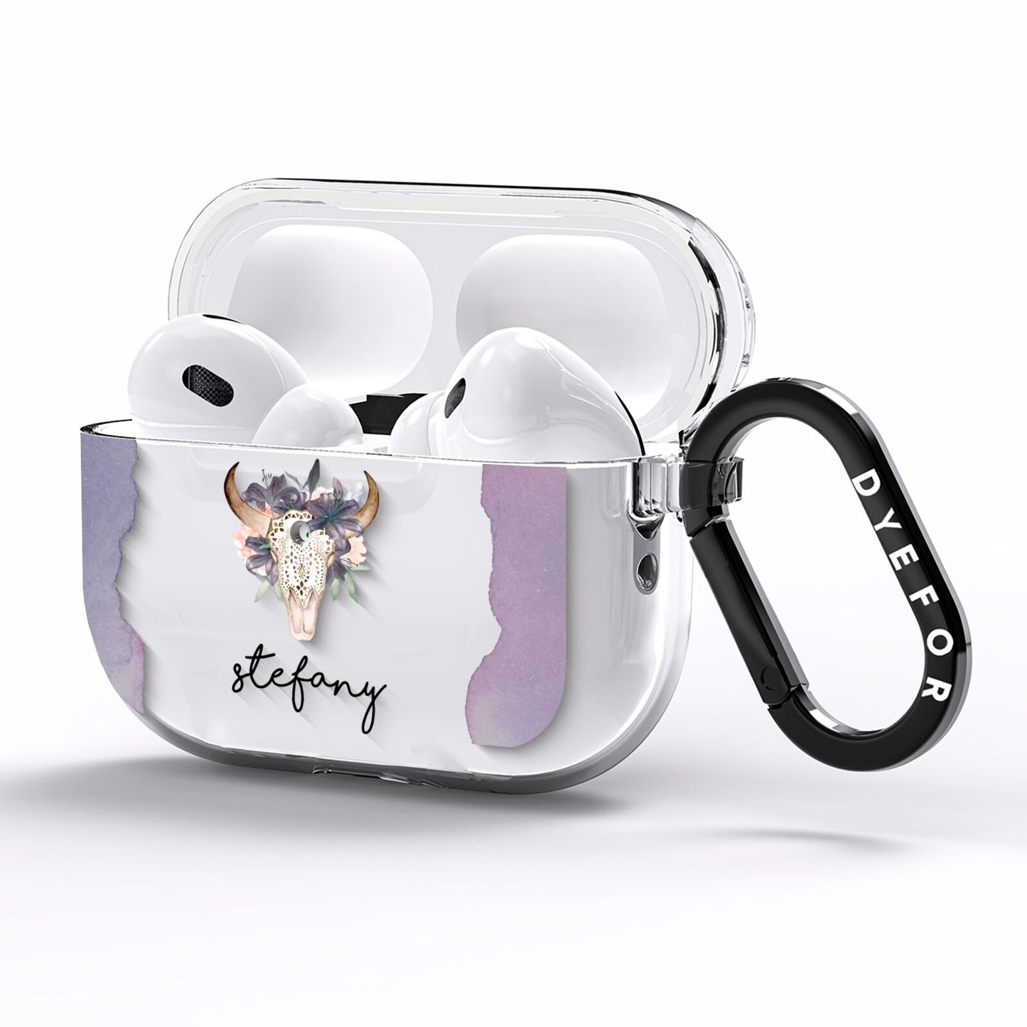 Personalised Bull s Head AirPods Pro Clear Case Side Image