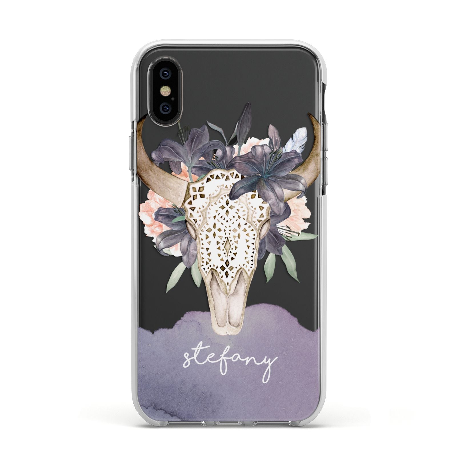 Personalised Bull s Head Apple iPhone Xs Impact Case White Edge on Black Phone