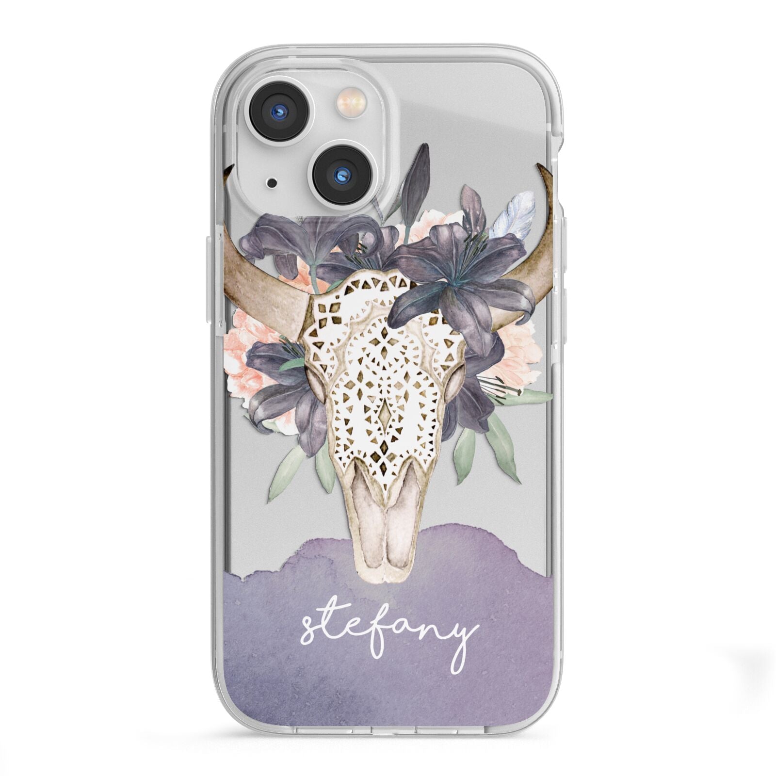 Personalised Bull s Head iPhone 13 Mini TPU Impact Case with White Edges