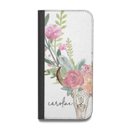 Personalised Bull s Skull Vegan Leather Flip iPhone Case