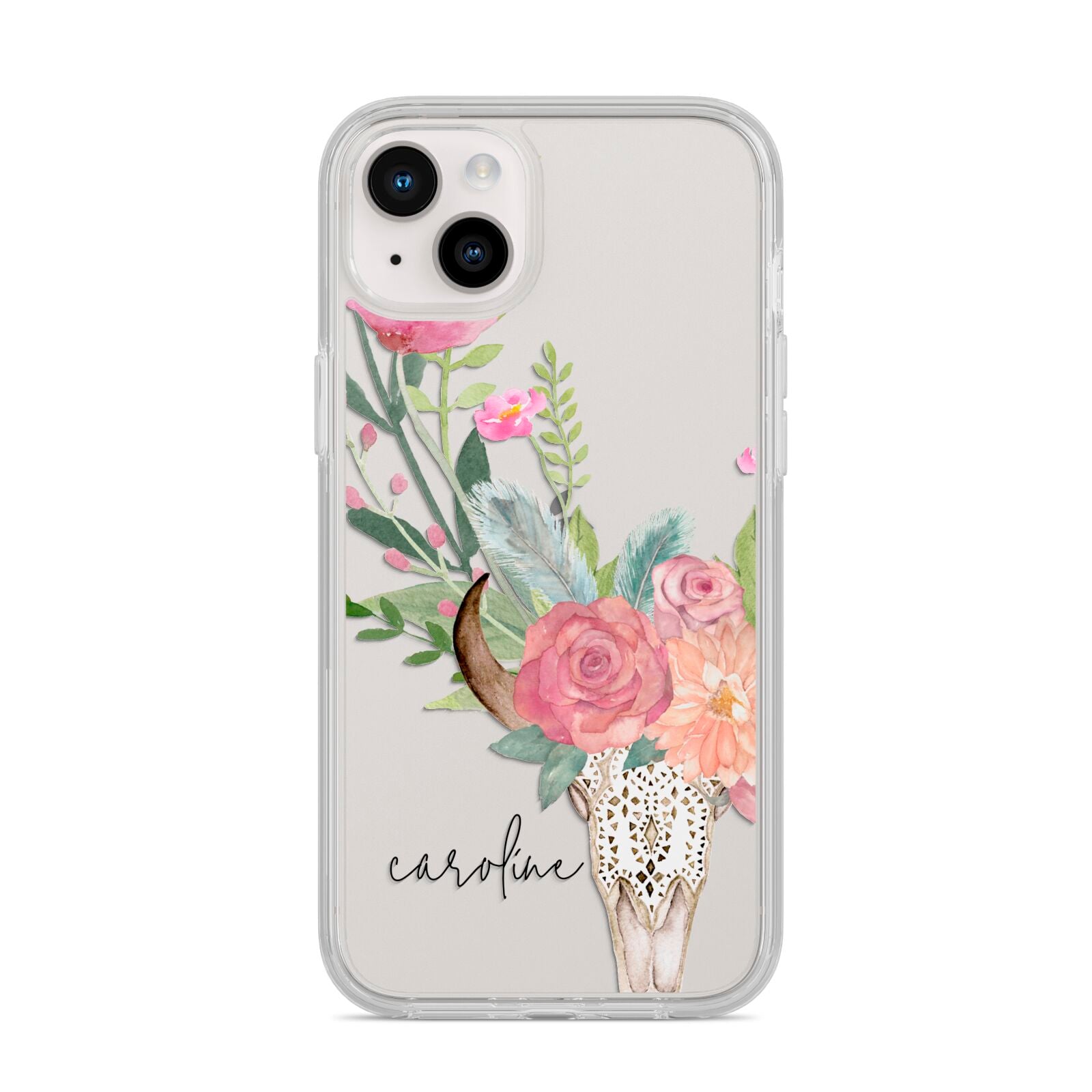 Personalised Bull s Skull iPhone 14 Plus Clear Tough Case Starlight