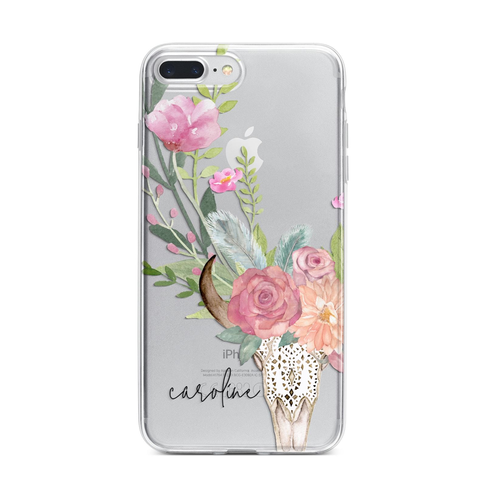 Personalised Bull s Skull iPhone 7 Plus Bumper Case on Silver iPhone