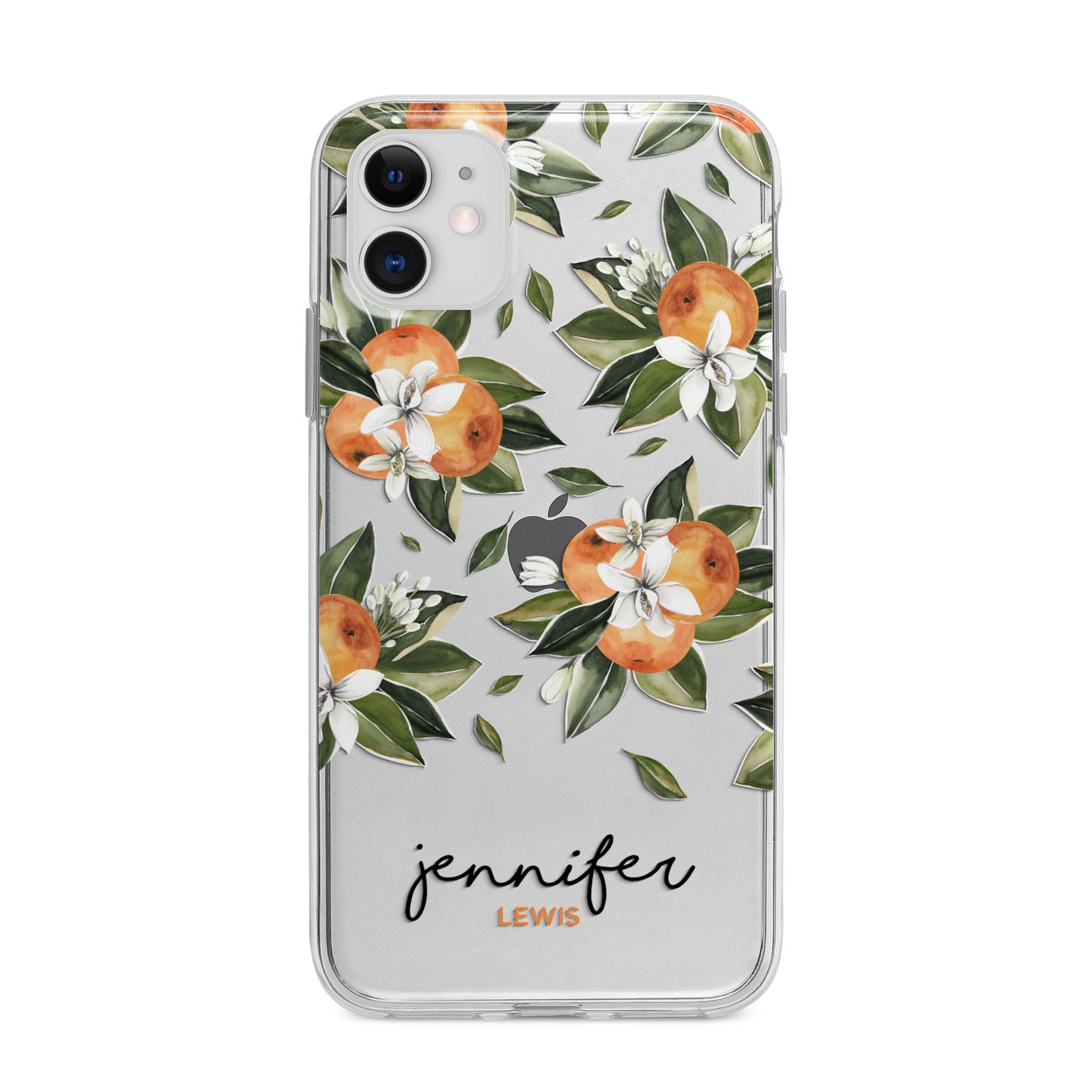 Personalised Bunch of Oranges Apple iPhone 11 in White with Bumper Case