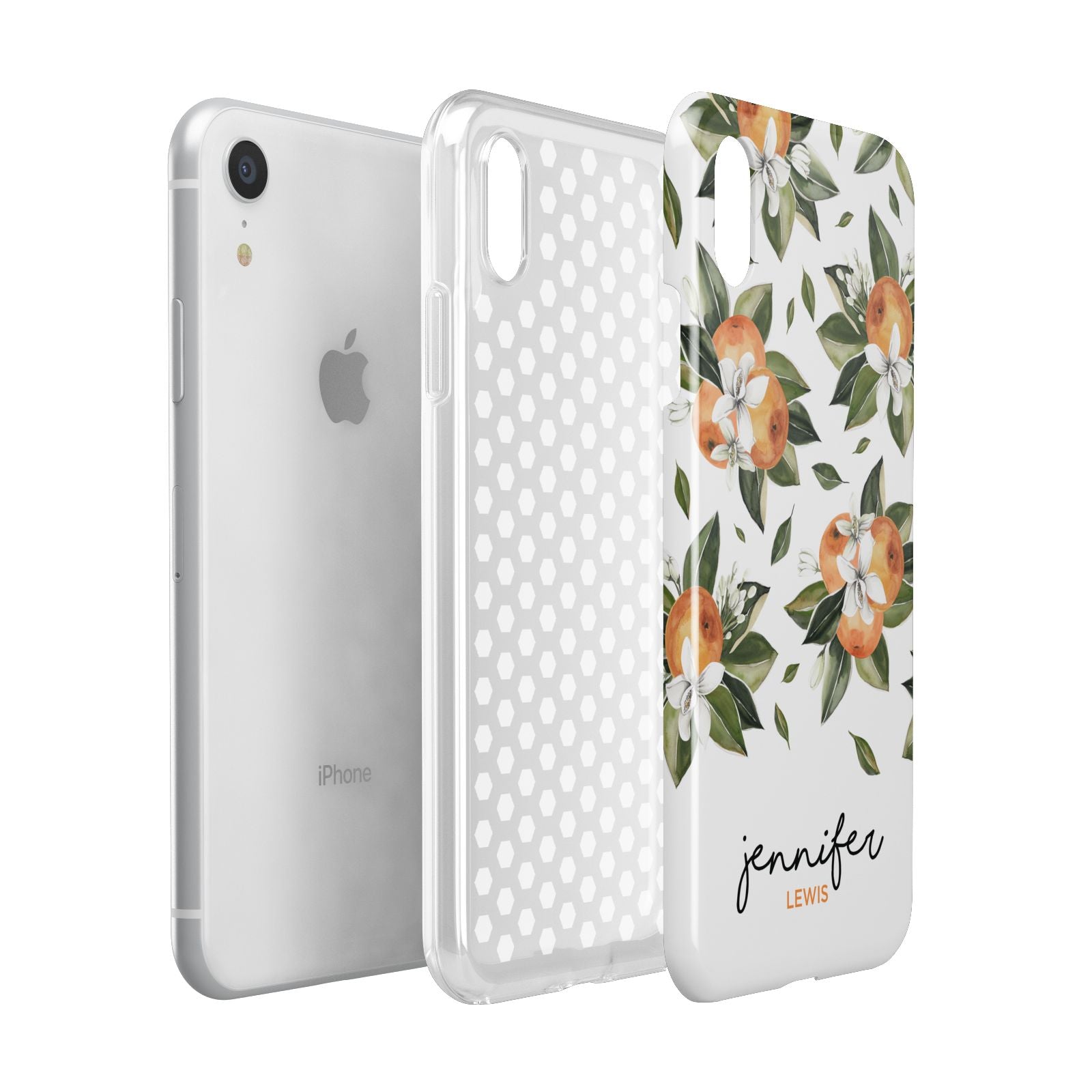 Personalised Bunch of Oranges Apple iPhone XR White 3D Tough Case Expanded view