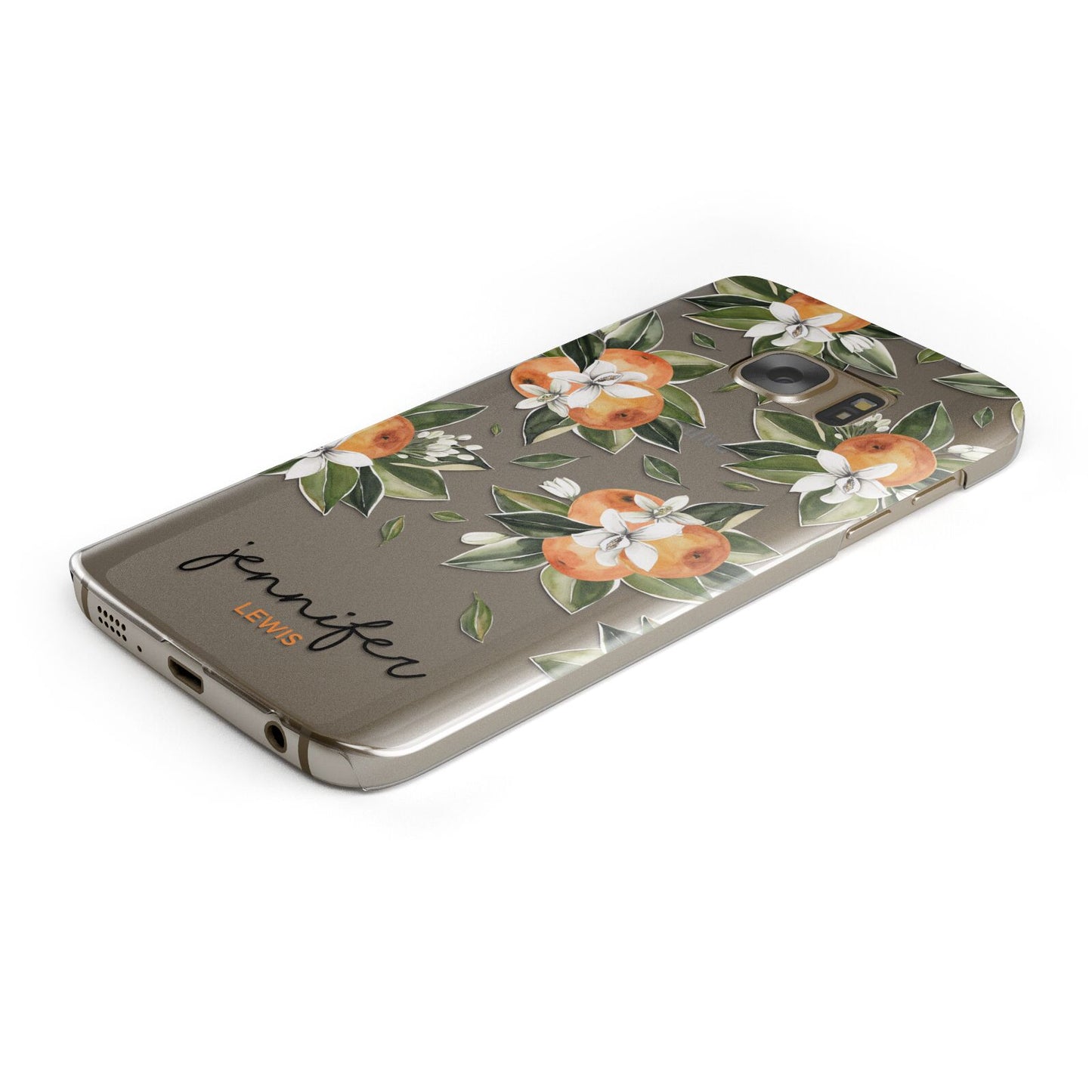 Personalised Bunch of Oranges Protective Samsung Galaxy Case Angled Image