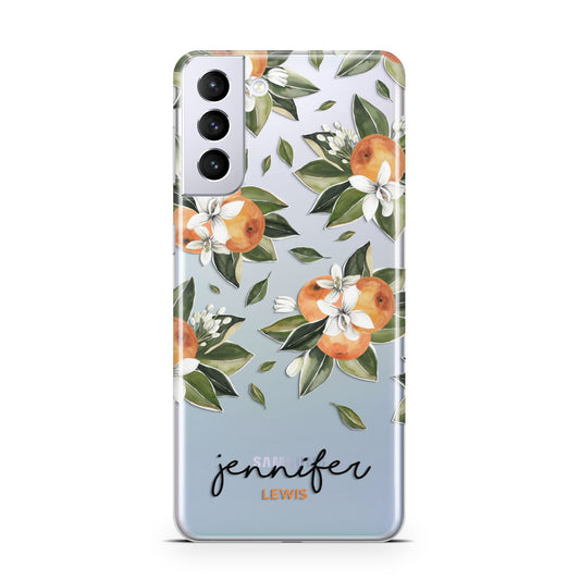 Personalised Bunch of Oranges Samsung S21 Plus Phone Case