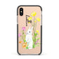 Personalised Bunny Rabbit Apple iPhone Xs Impact Case Black Edge on Gold Phone