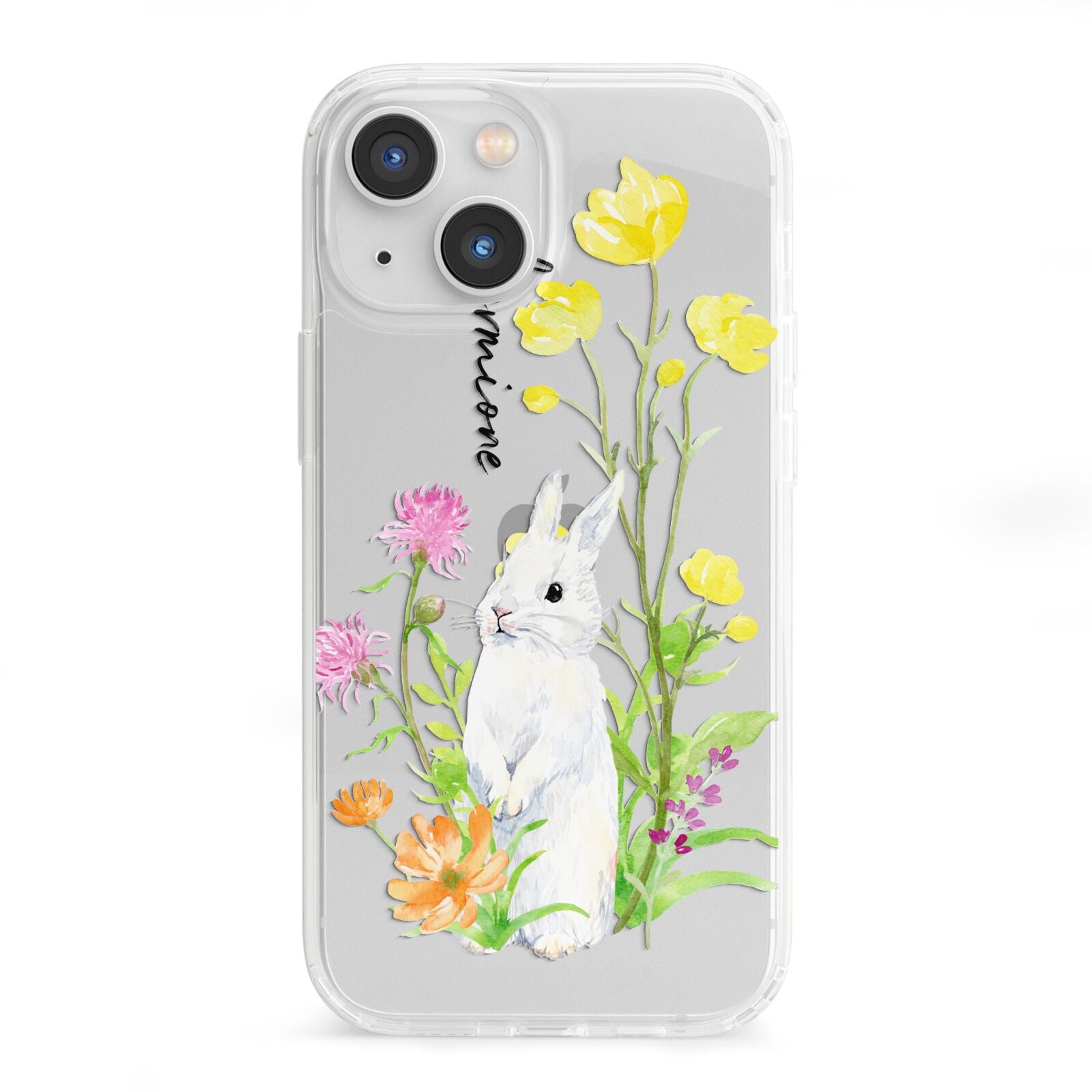 Personalised Bunny Rabbit iPhone 13 Mini Clear Bumper Case