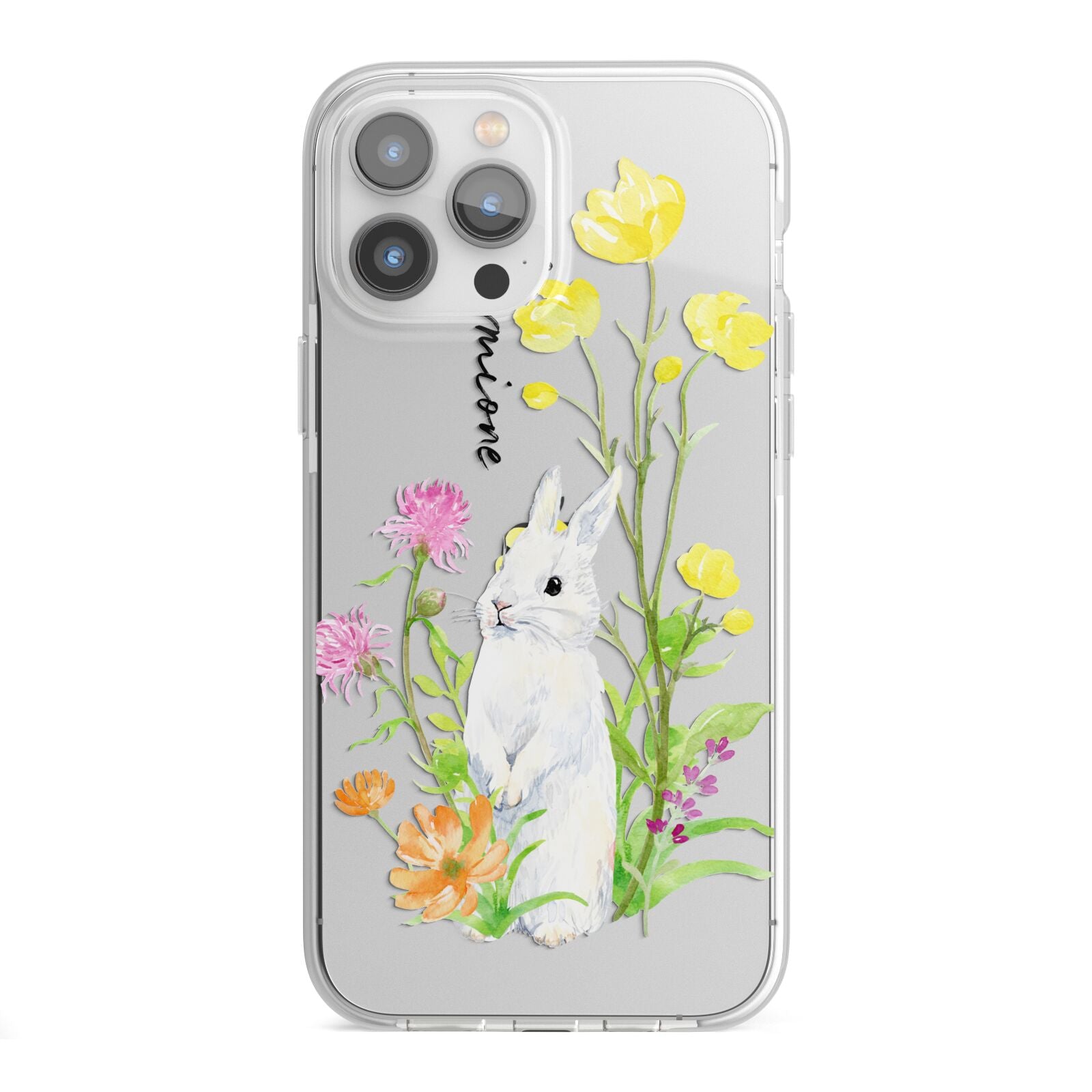 Personalised Bunny Rabbit iPhone 13 Pro Max TPU Impact Case with White Edges