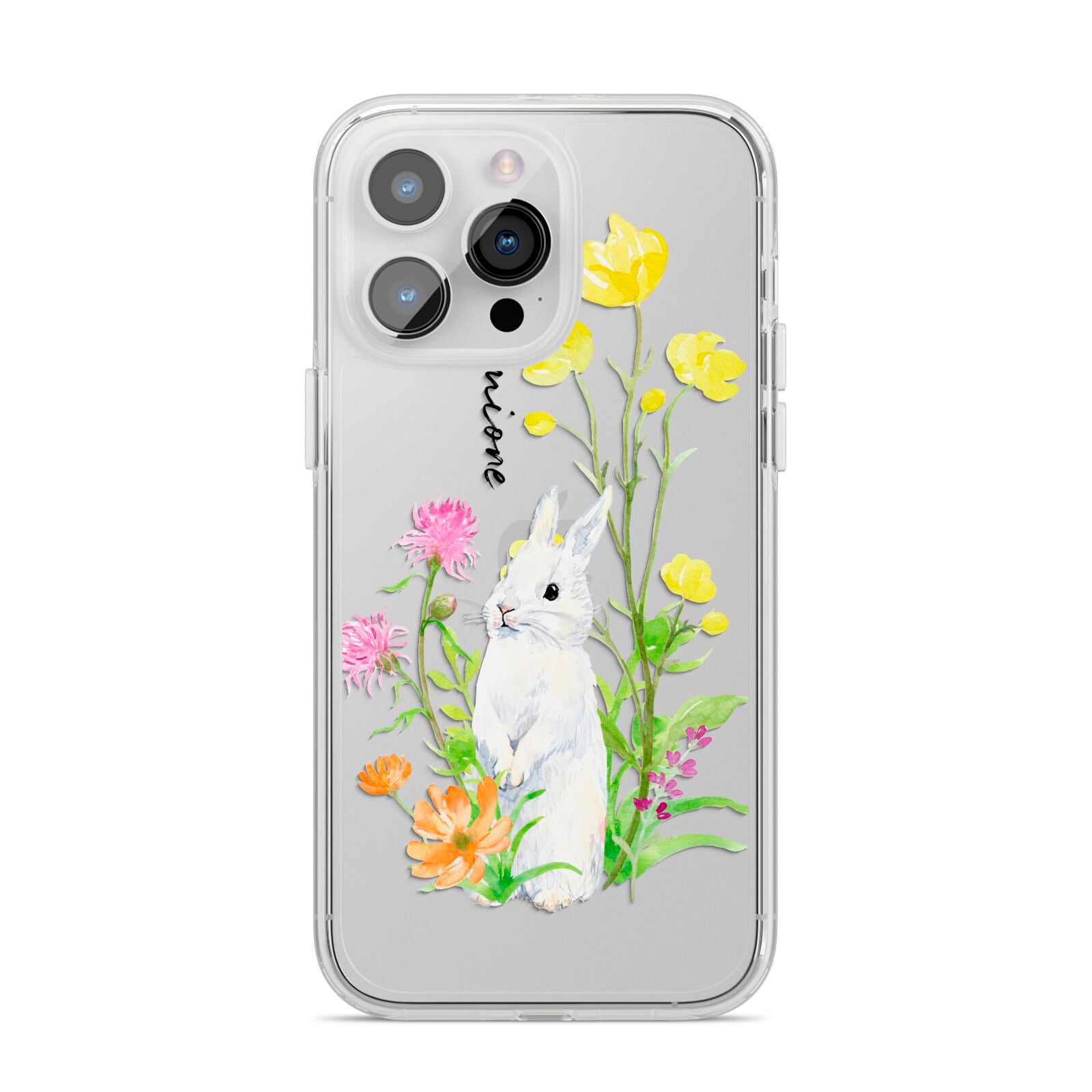 Personalised Bunny Rabbit iPhone 14 Pro Max Clear Tough Case Silver