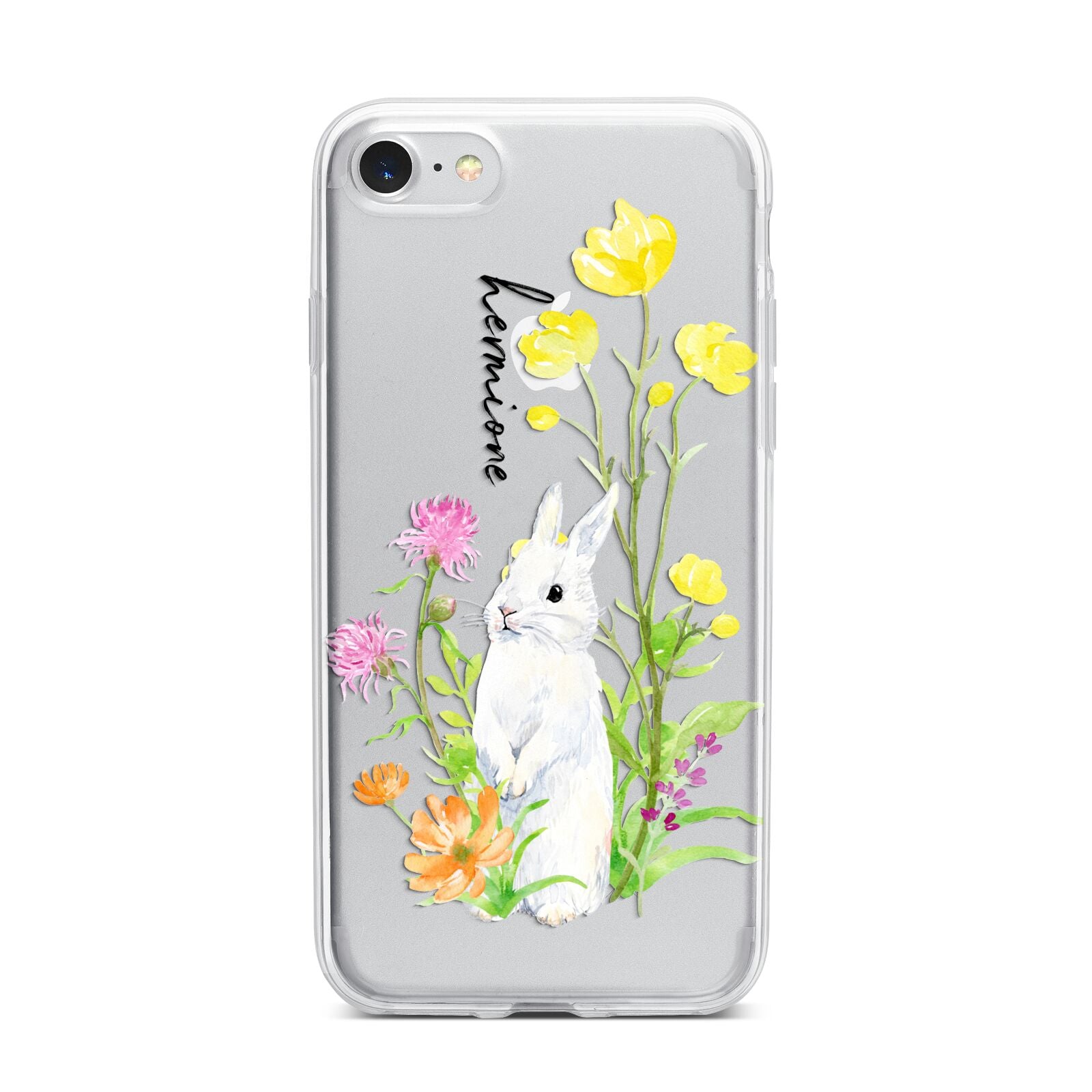 Personalised Bunny Rabbit iPhone 7 Bumper Case on Silver iPhone