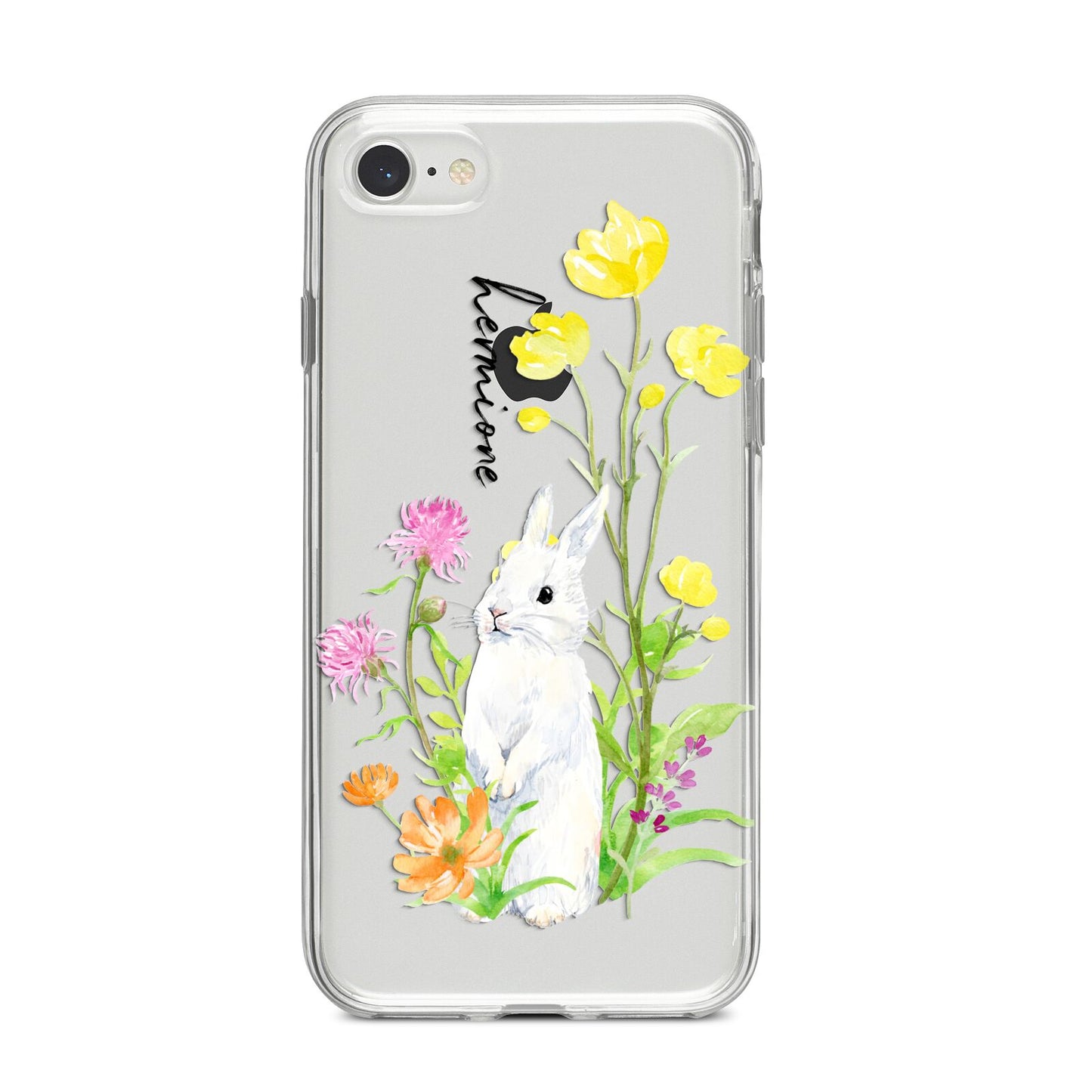 Personalised Bunny Rabbit iPhone 8 Bumper Case on Silver iPhone