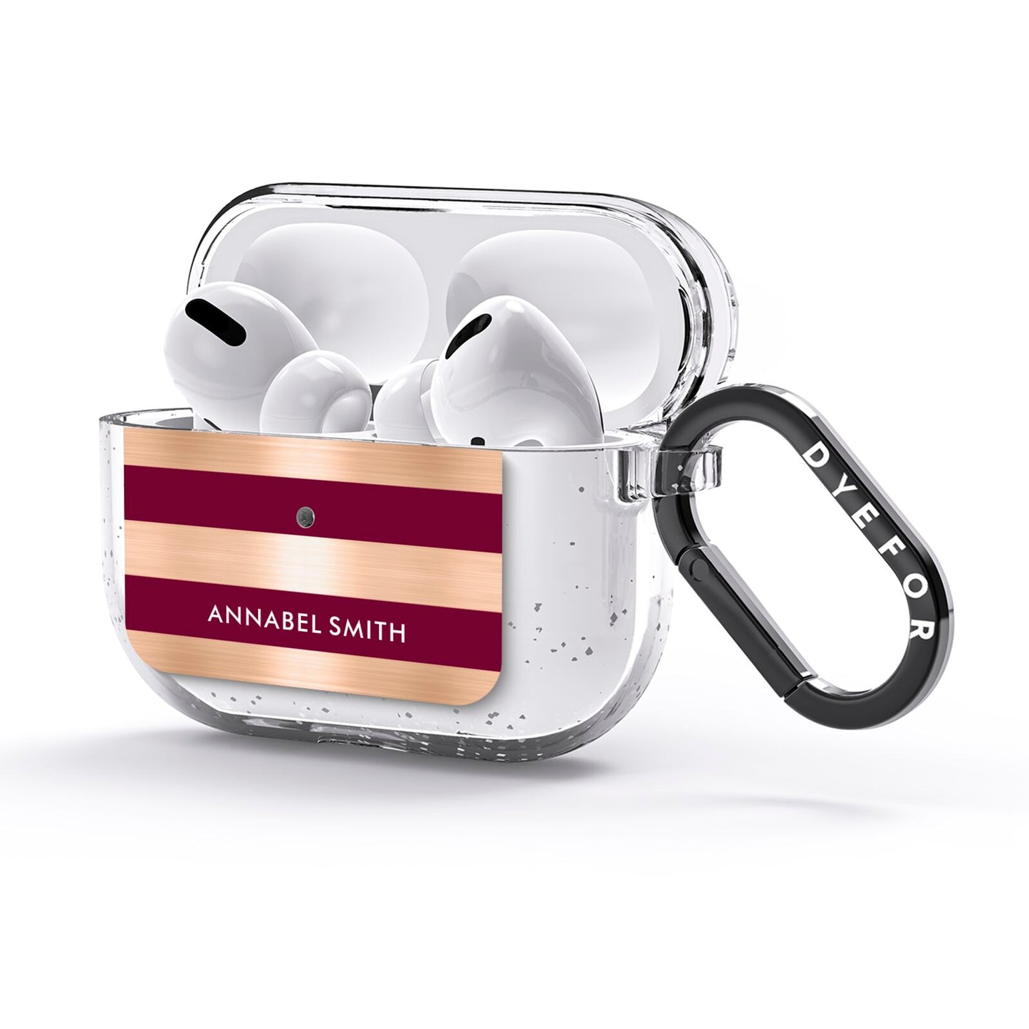 Personalised Burgundy Gold Name Initials AirPods Glitter Case 3rd Gen Side Image