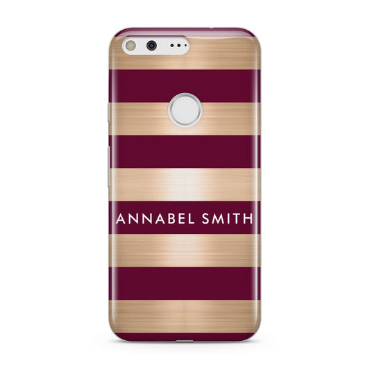 Personalised Burgundy Gold Name Initials Google Pixel Case