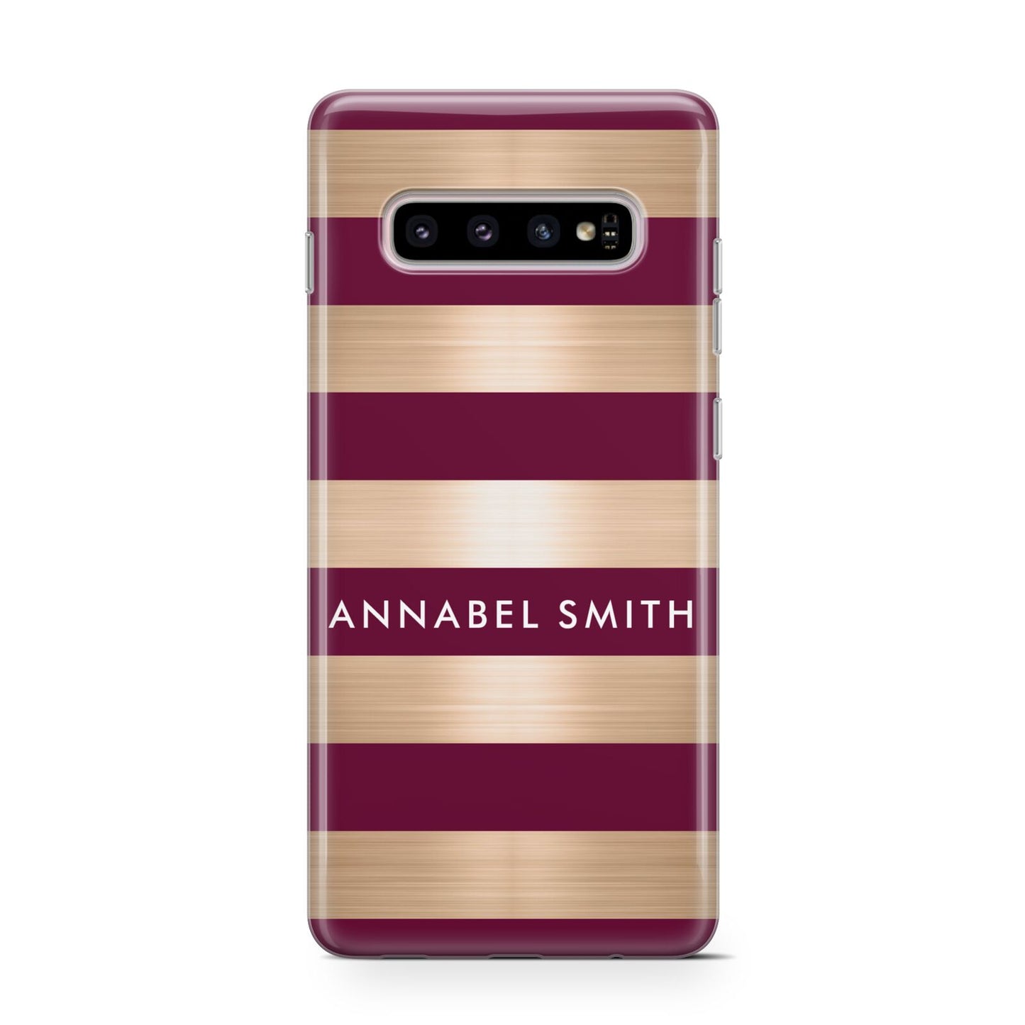 Personalised Burgundy Gold Name Initials Protective Samsung Galaxy Case