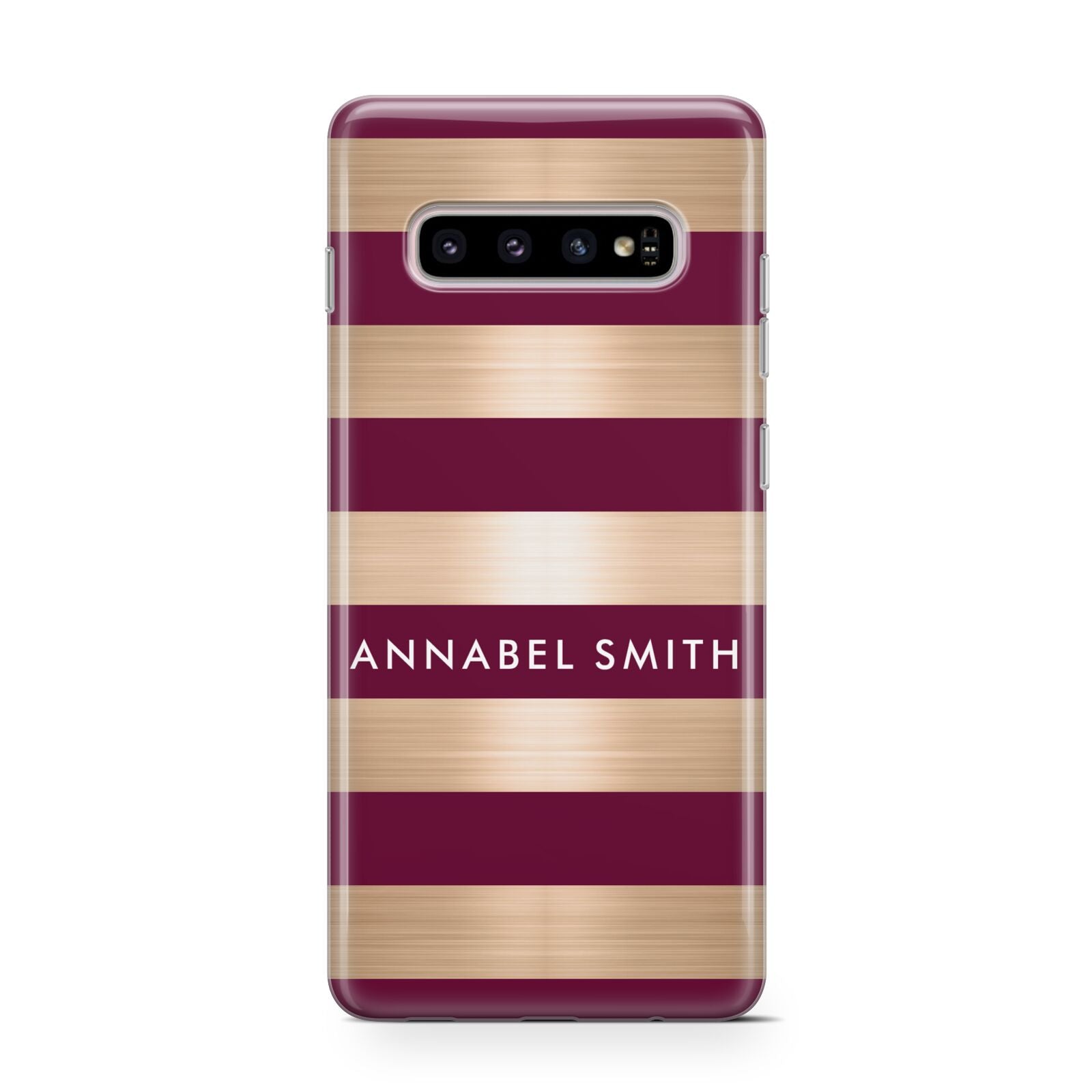 Personalised Burgundy Gold Name Initials Protective Samsung Galaxy Case