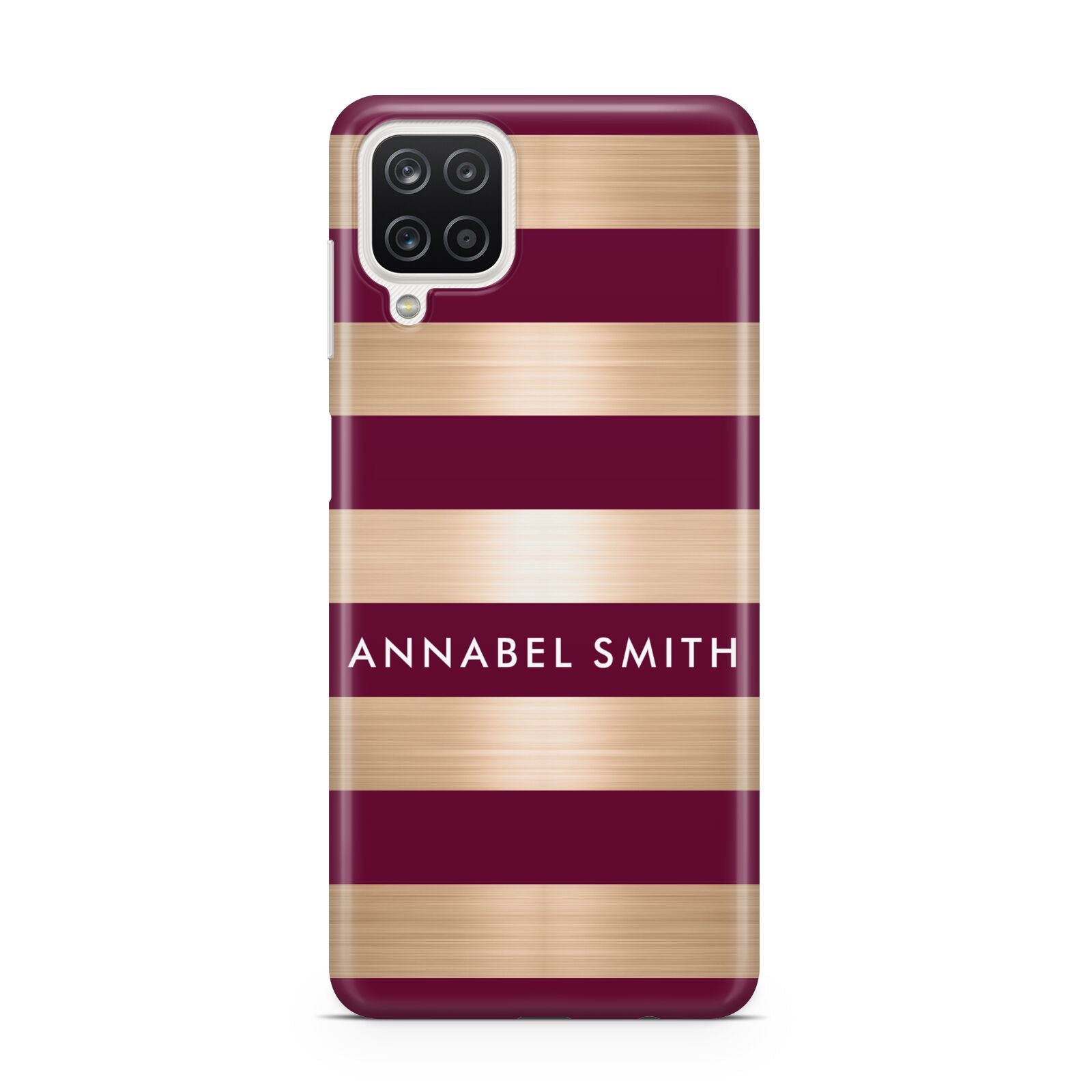 Personalised Burgundy Gold Name Initials Samsung A12 Case