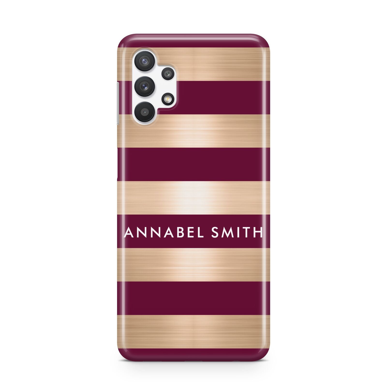 Personalised Burgundy Gold Name Initials Samsung A32 5G Case