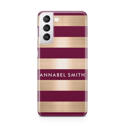 Personalised Burgundy Gold Name Initials Samsung S21 Case