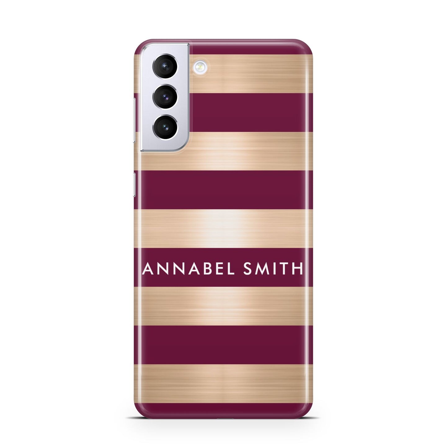 Personalised Burgundy Gold Name Initials Samsung S21 Plus Case