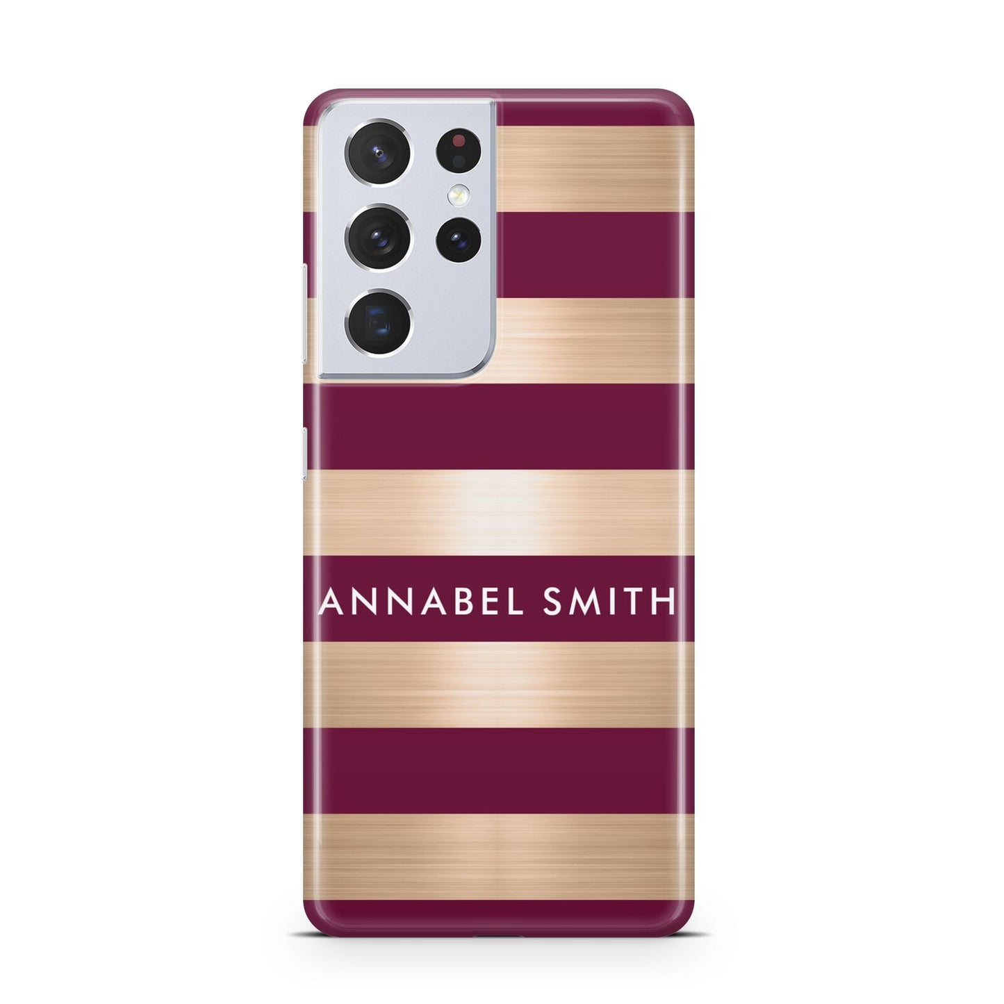 Personalised Burgundy Gold Name Initials Samsung S21 Ultra Case