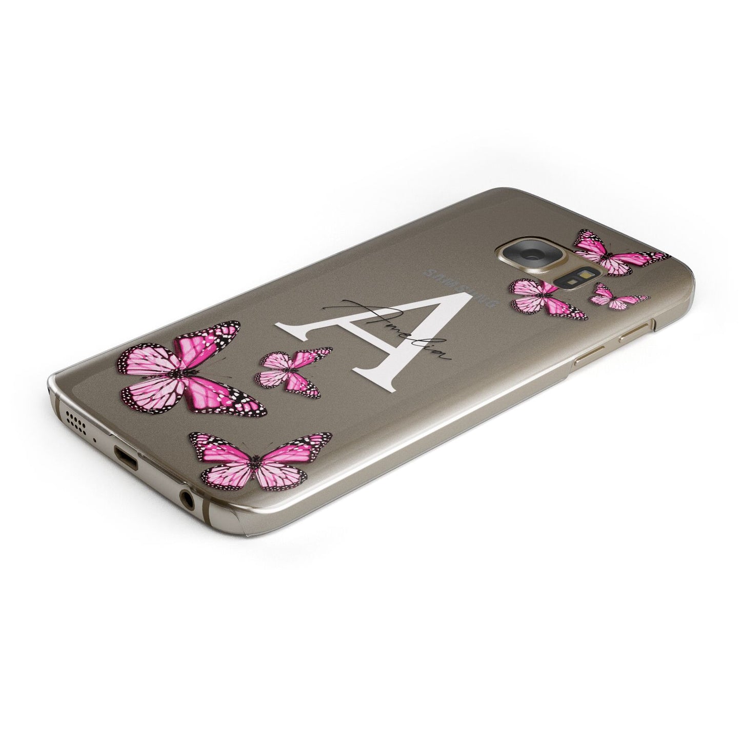 Personalised Butterfly Protective Samsung Galaxy Case Angled Image