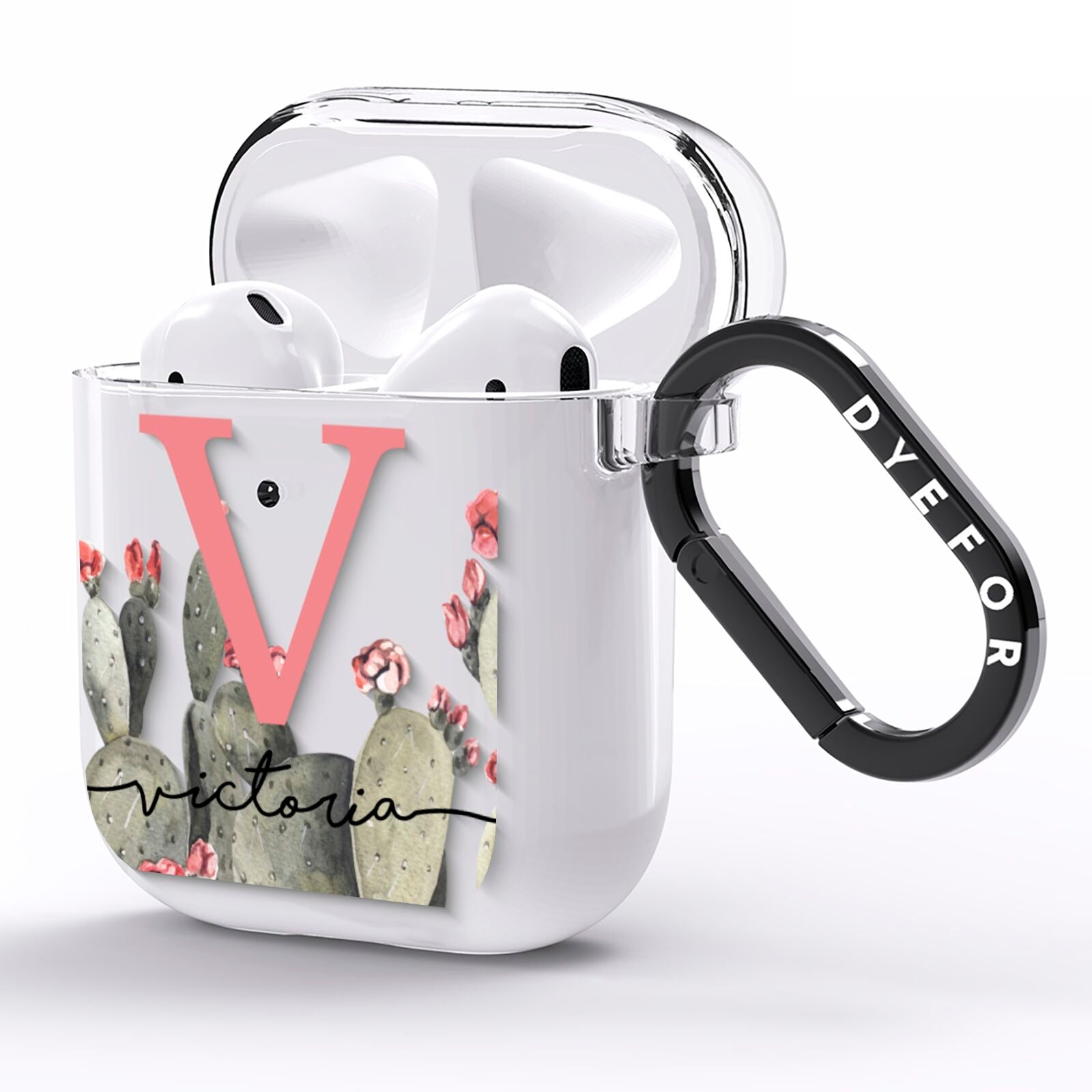 Personalised Cacti AirPods Clear Case Side Image