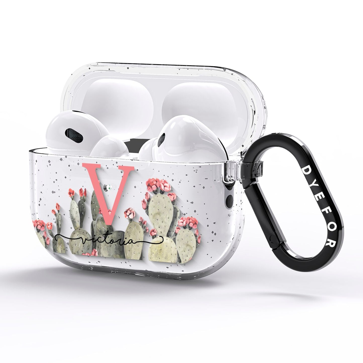 Personalised Cacti AirPods Pro Glitter Case Side Image