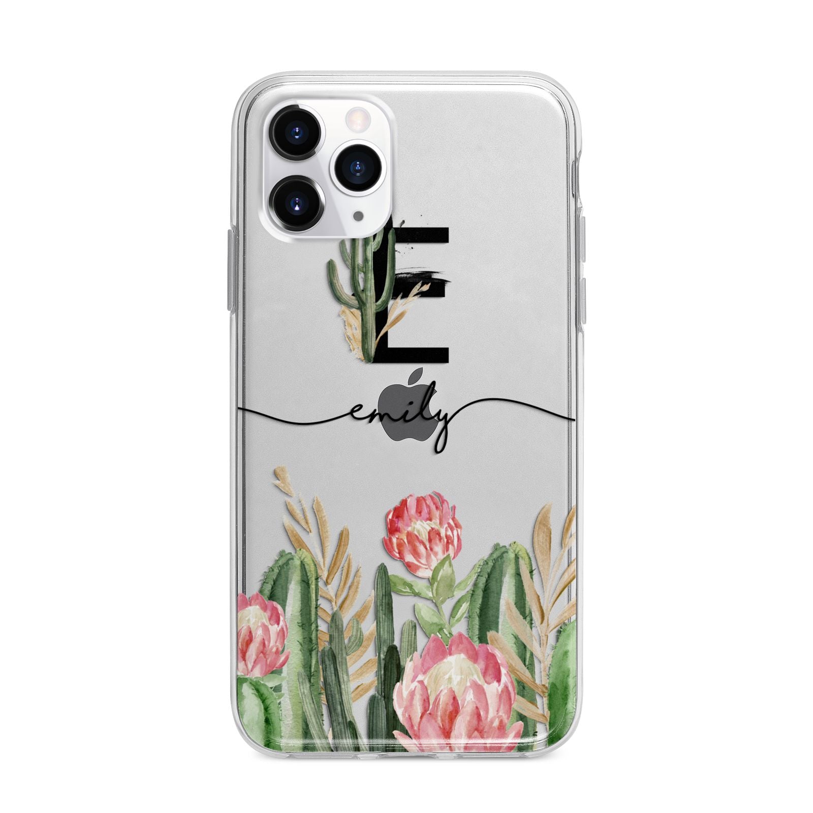 Personalised Cactus Apple iPhone 11 Pro Max in Silver with Bumper Case