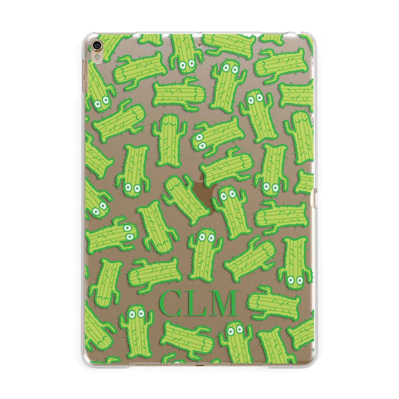 Personalised Cactus Initials Apple iPad Gold Case