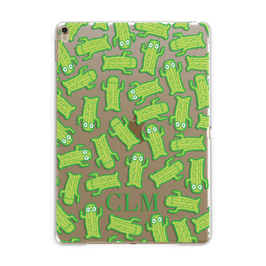 Personalised Cactus Initials Apple iPad Gold Case