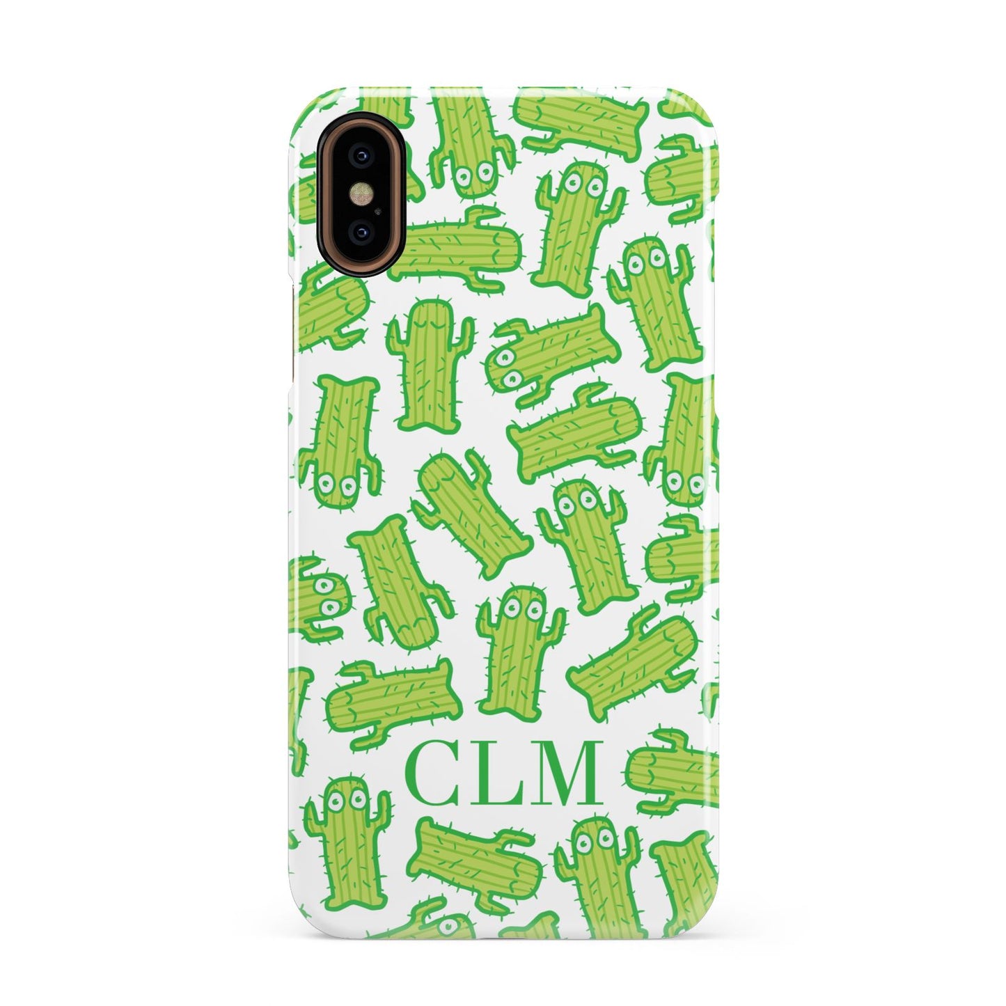 Personalised Cactus Initials Apple iPhone XS 3D Snap Case