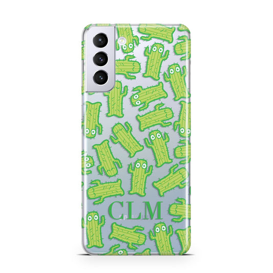 Personalised Cactus Initials Samsung S21 Plus Phone Case