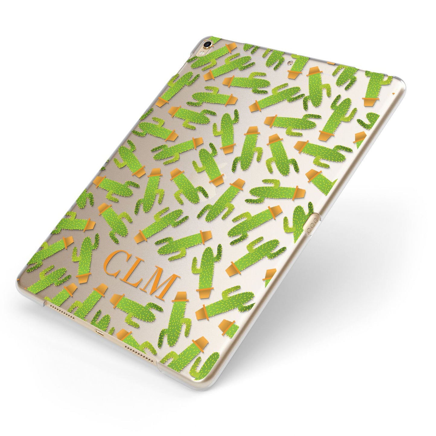 Personalised Cactus Monogram Apple iPad Case on Gold iPad Side View