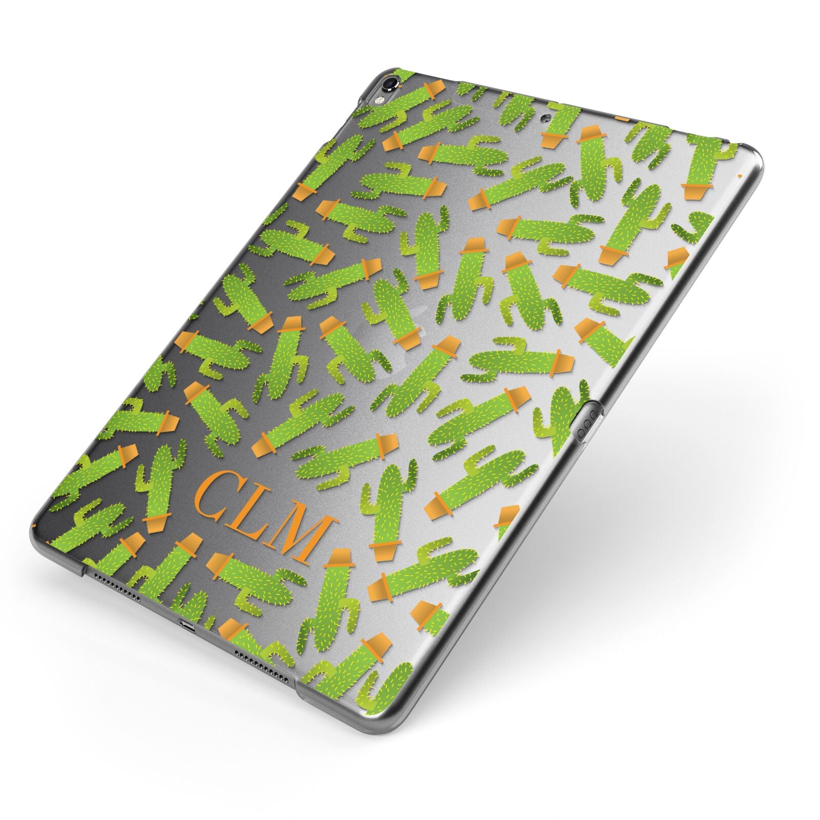 Personalised Cactus Monogram Apple iPad Case on Grey iPad Side View