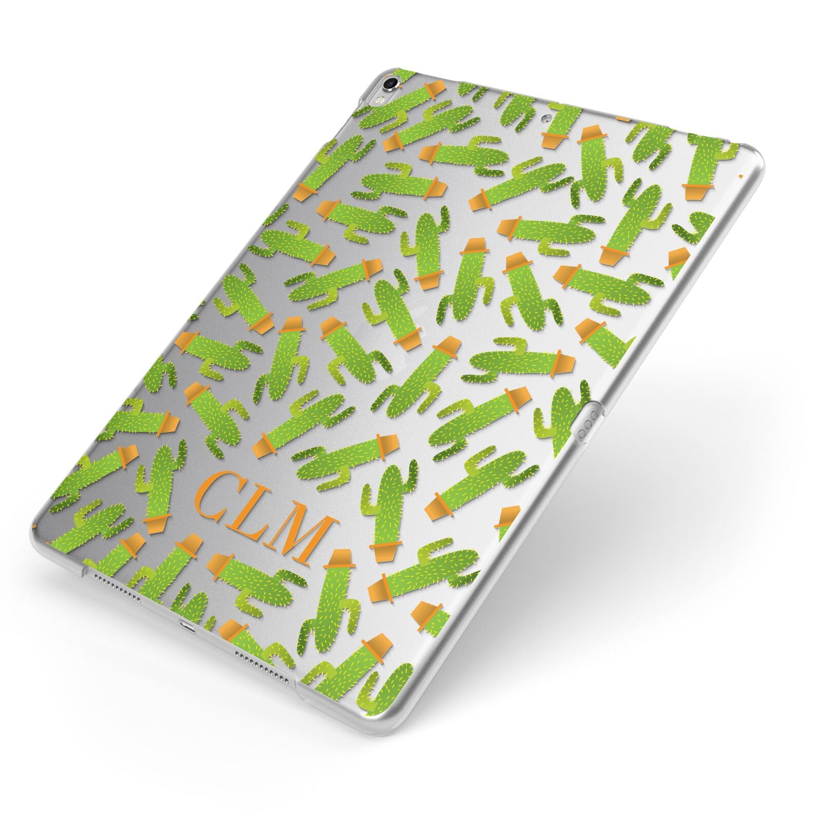 Personalised Cactus Monogram Apple iPad Case on Silver iPad Side View