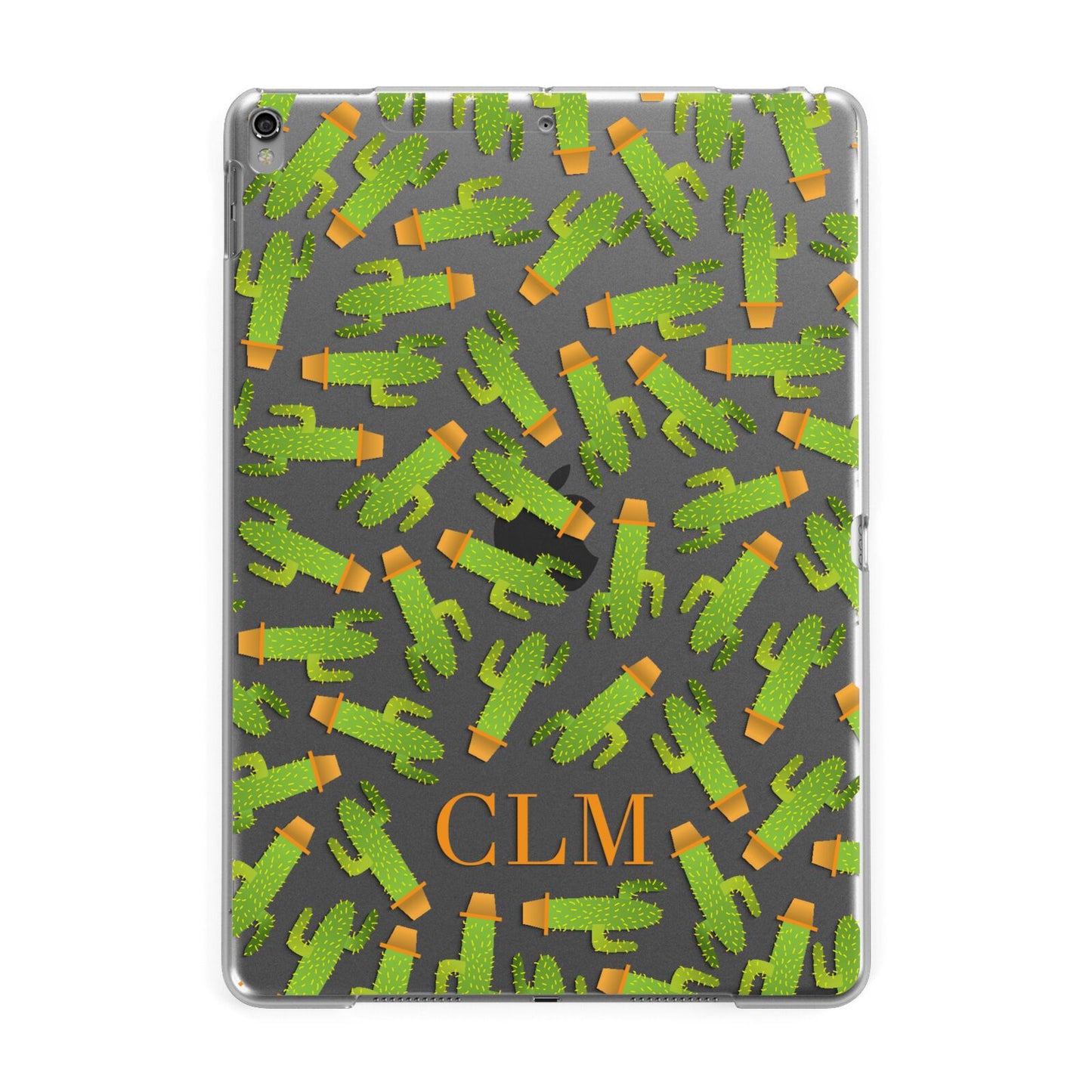 Personalised Cactus Monogram Apple iPad Grey Case