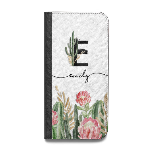 Personalised Cactus Vegan Leather Flip iPhone Case