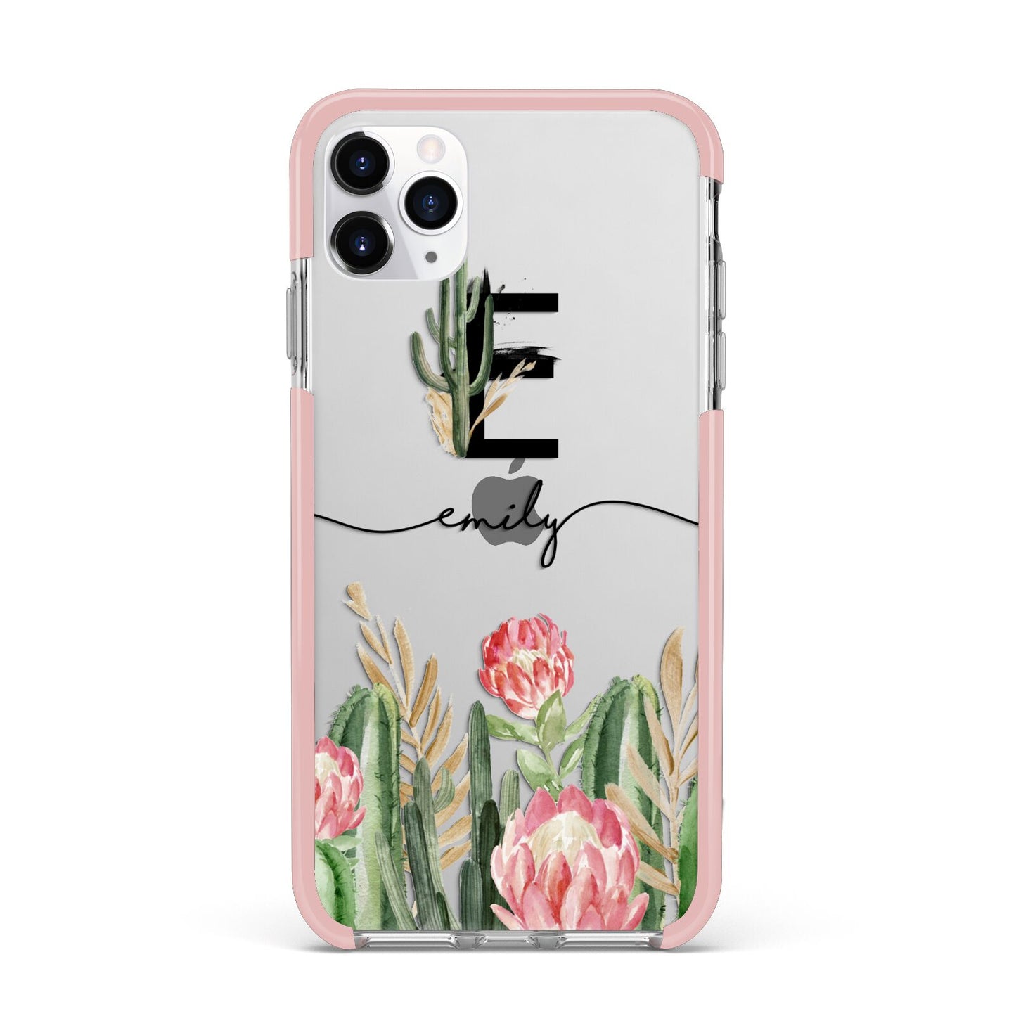 Personalised Cactus iPhone 11 Pro Max Impact Pink Edge Case