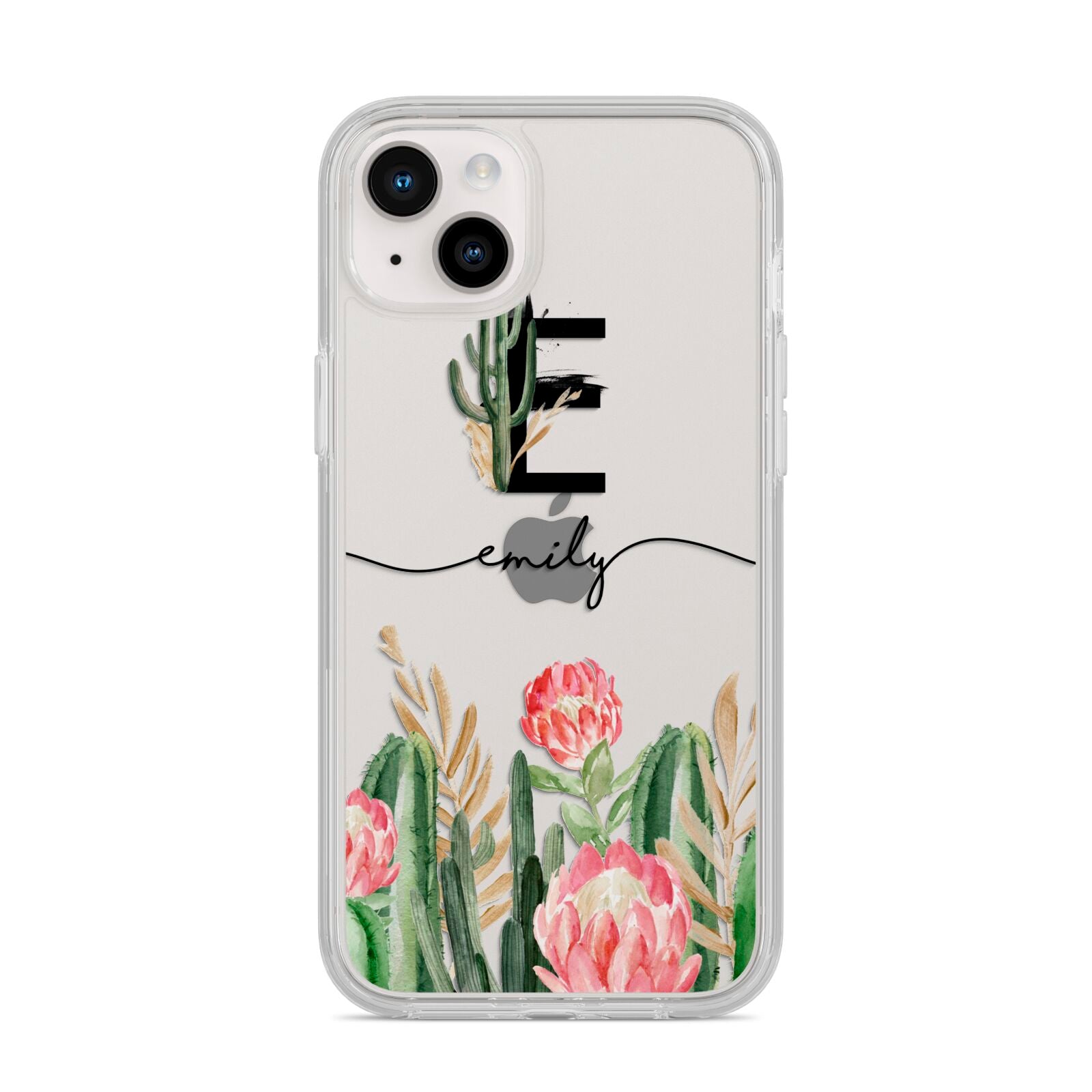 Personalised Cactus iPhone 14 Plus Clear Tough Case Starlight