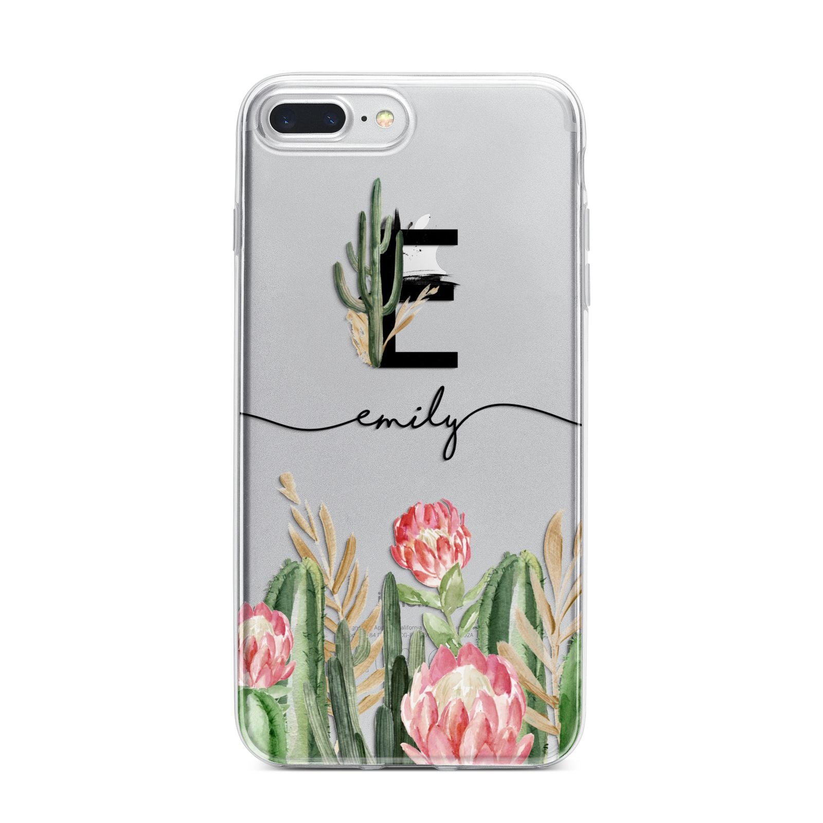 Personalised Cactus iPhone 7 Plus Bumper Case on Silver iPhone