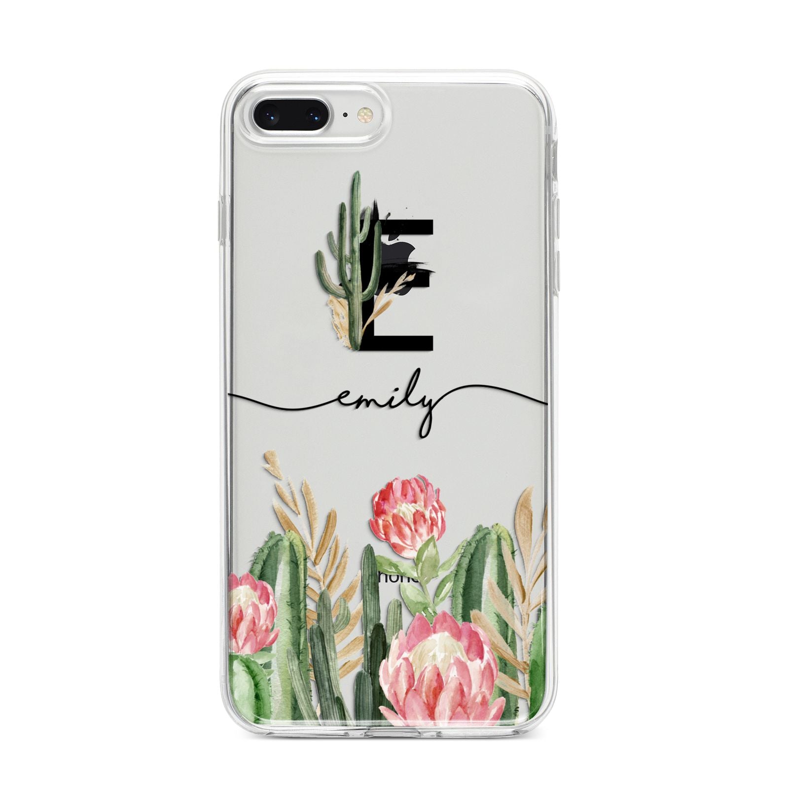 Personalised Cactus iPhone 8 Plus Bumper Case on Silver iPhone