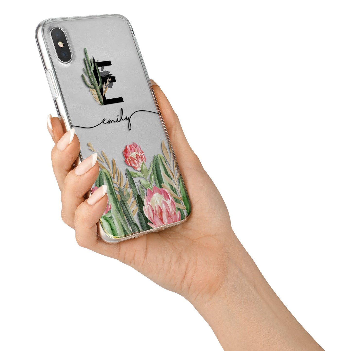 Personalised Cactus iPhone X Bumper Case on Silver iPhone Alternative Image 2