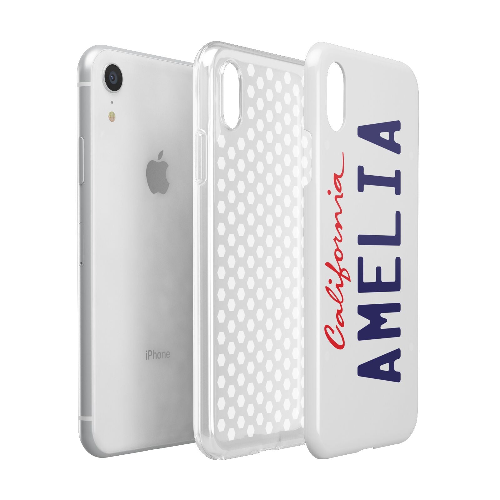 Personalised California License Plate Apple iPhone XR White 3D Tough Case Expanded view