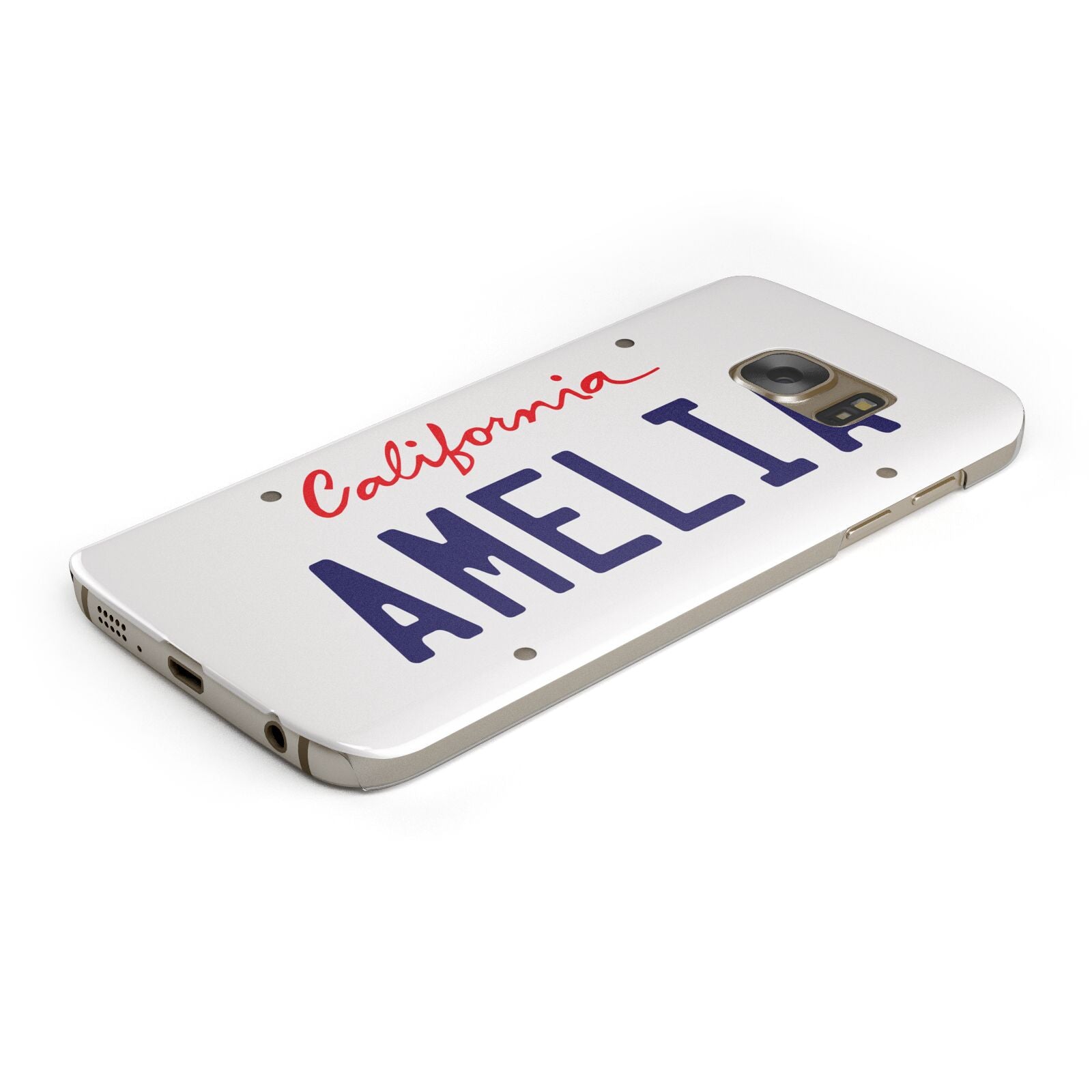 Personalised California License Plate Protective Samsung Galaxy Case Angled Image