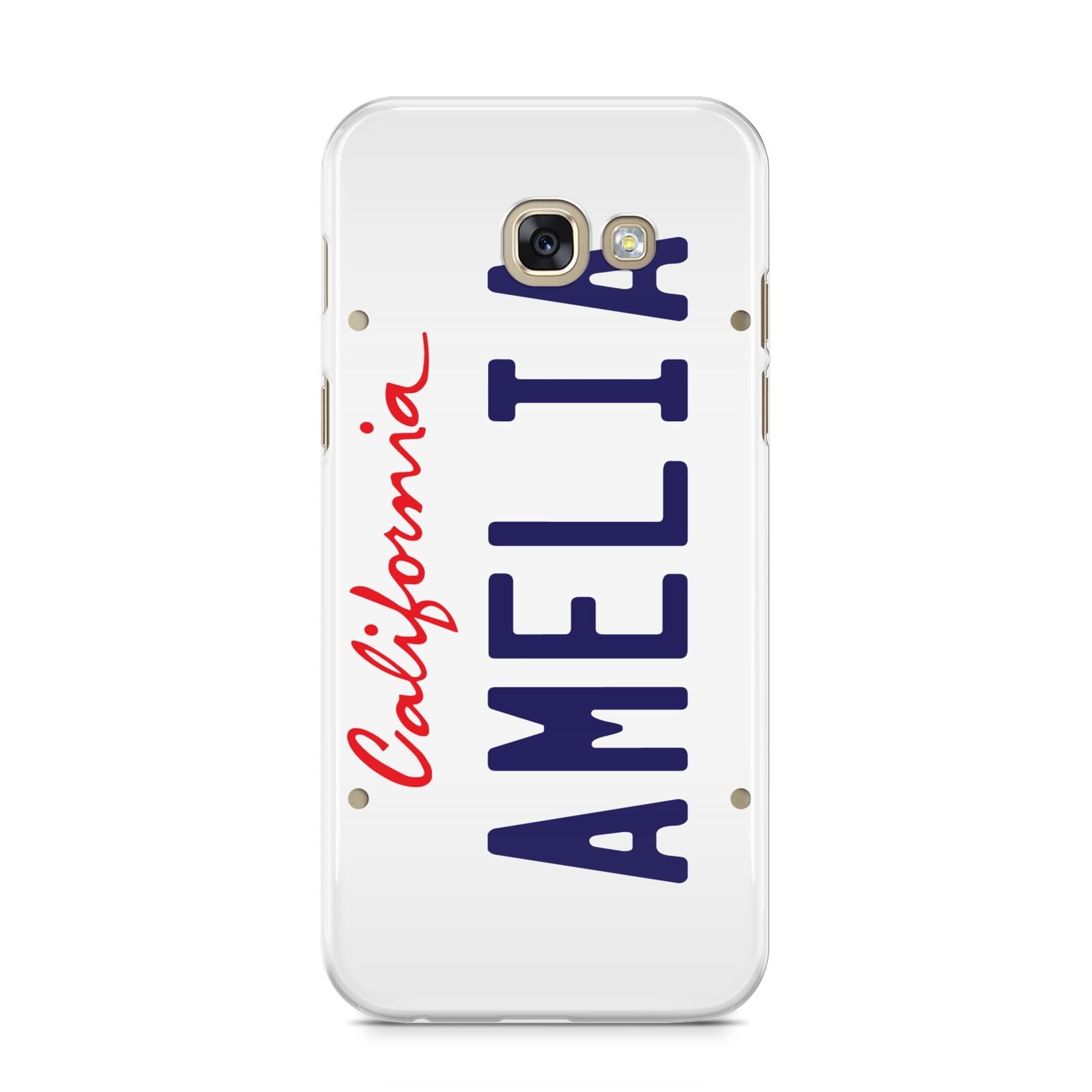 Personalised California License Plate Samsung Galaxy A5 2017 Case on gold phone