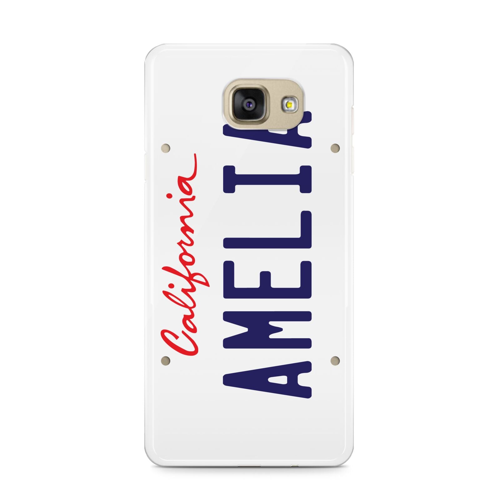 Personalised California License Plate Samsung Galaxy A9 2016 Case on gold phone